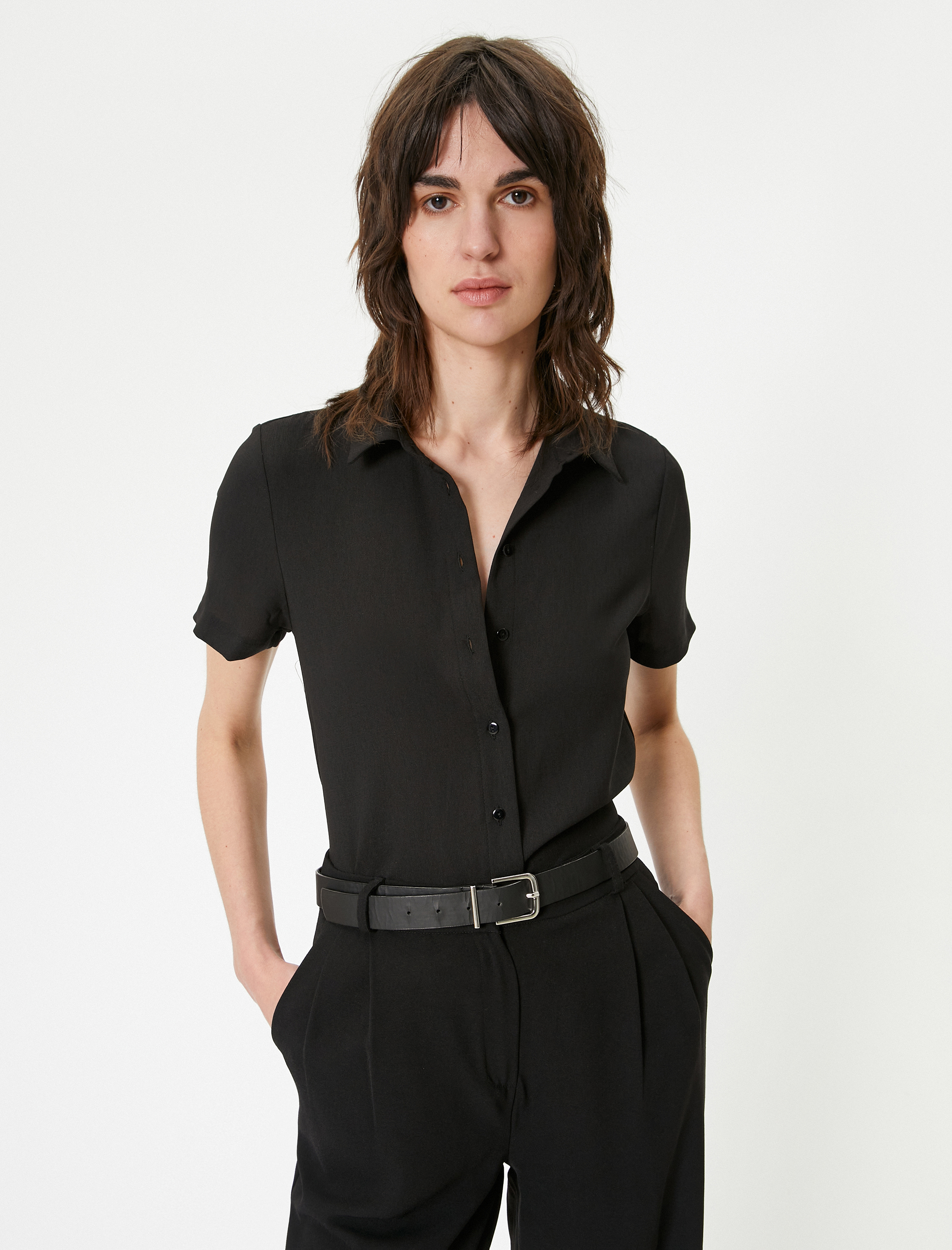   Basic Gömlek Kısa Kollu Düğme Kapamalı