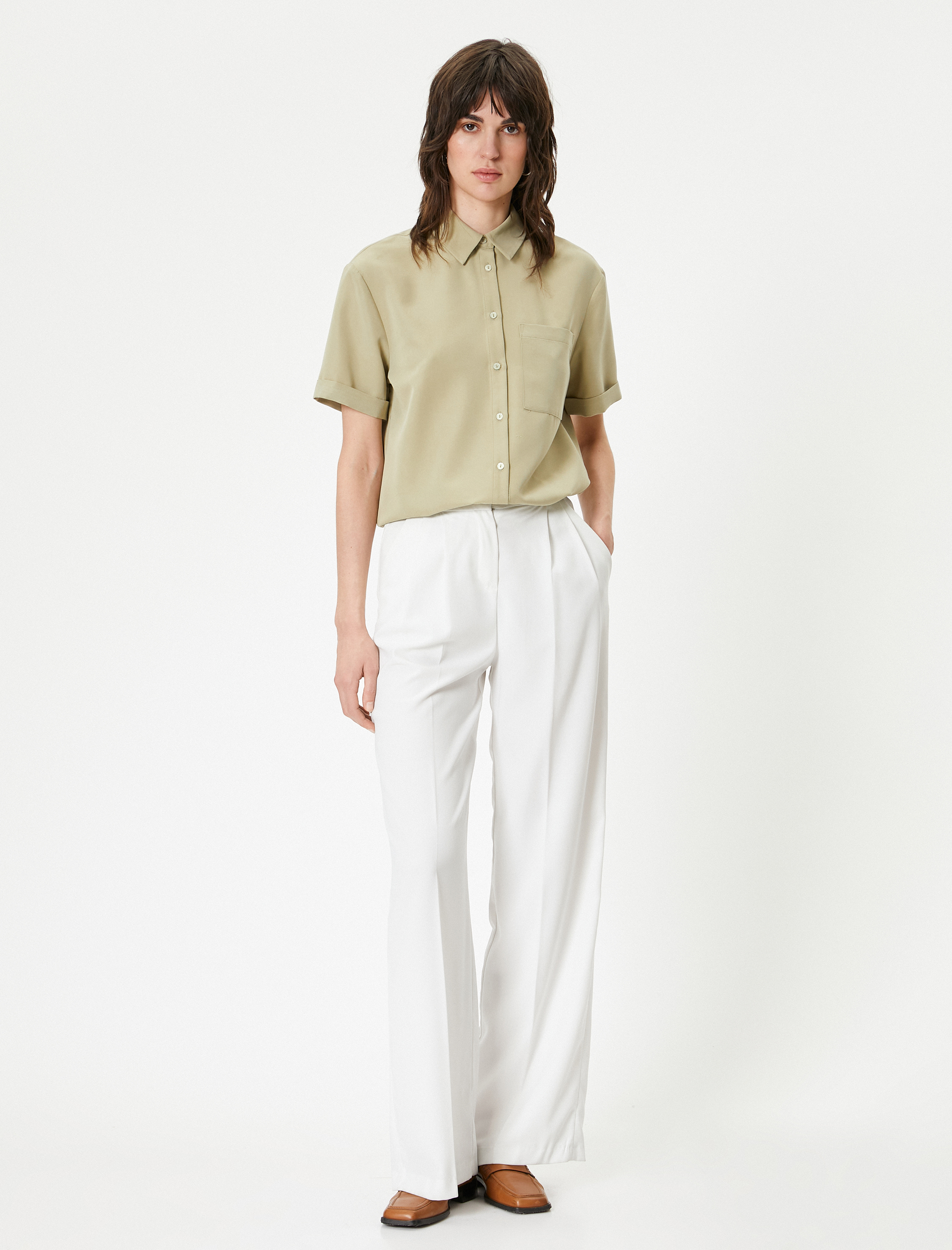   Gömlek Cepli Kısa Kollu Modal Karışımlı