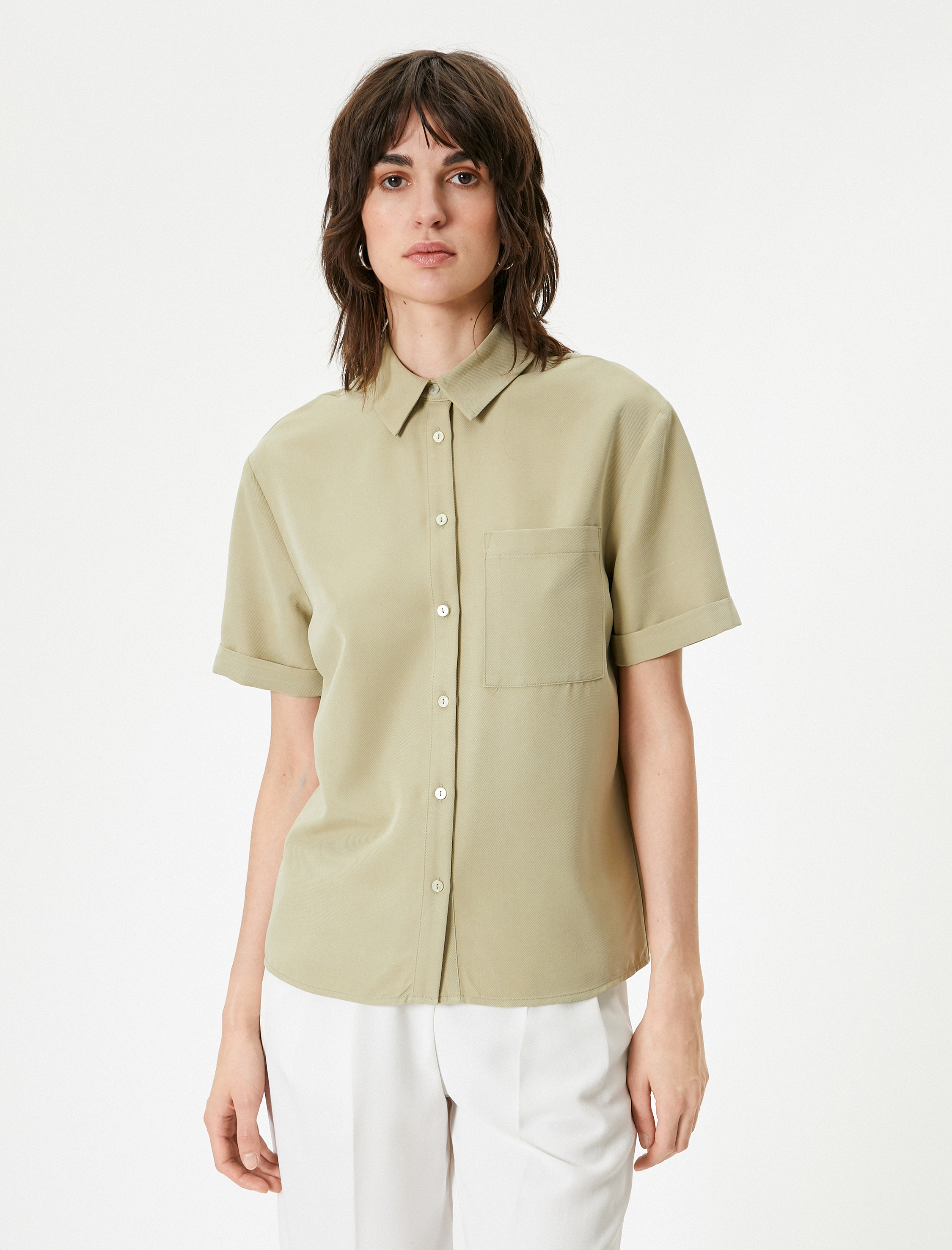   Gömlek Cepli Kısa Kollu Modal Karışımlı