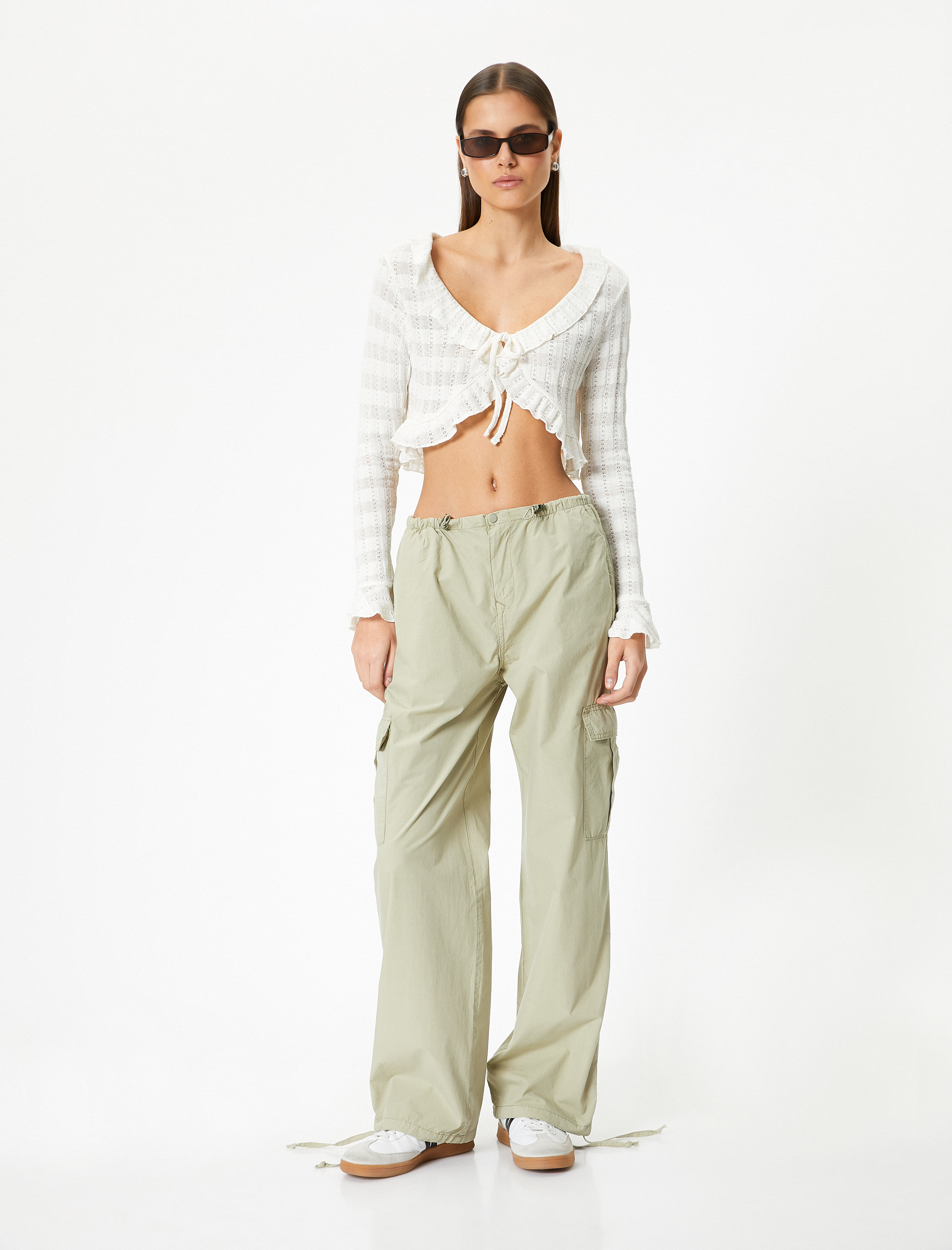   Oversize Kargo Pantolon Düşük Bel Beli Lastikli Stoperli Cepli