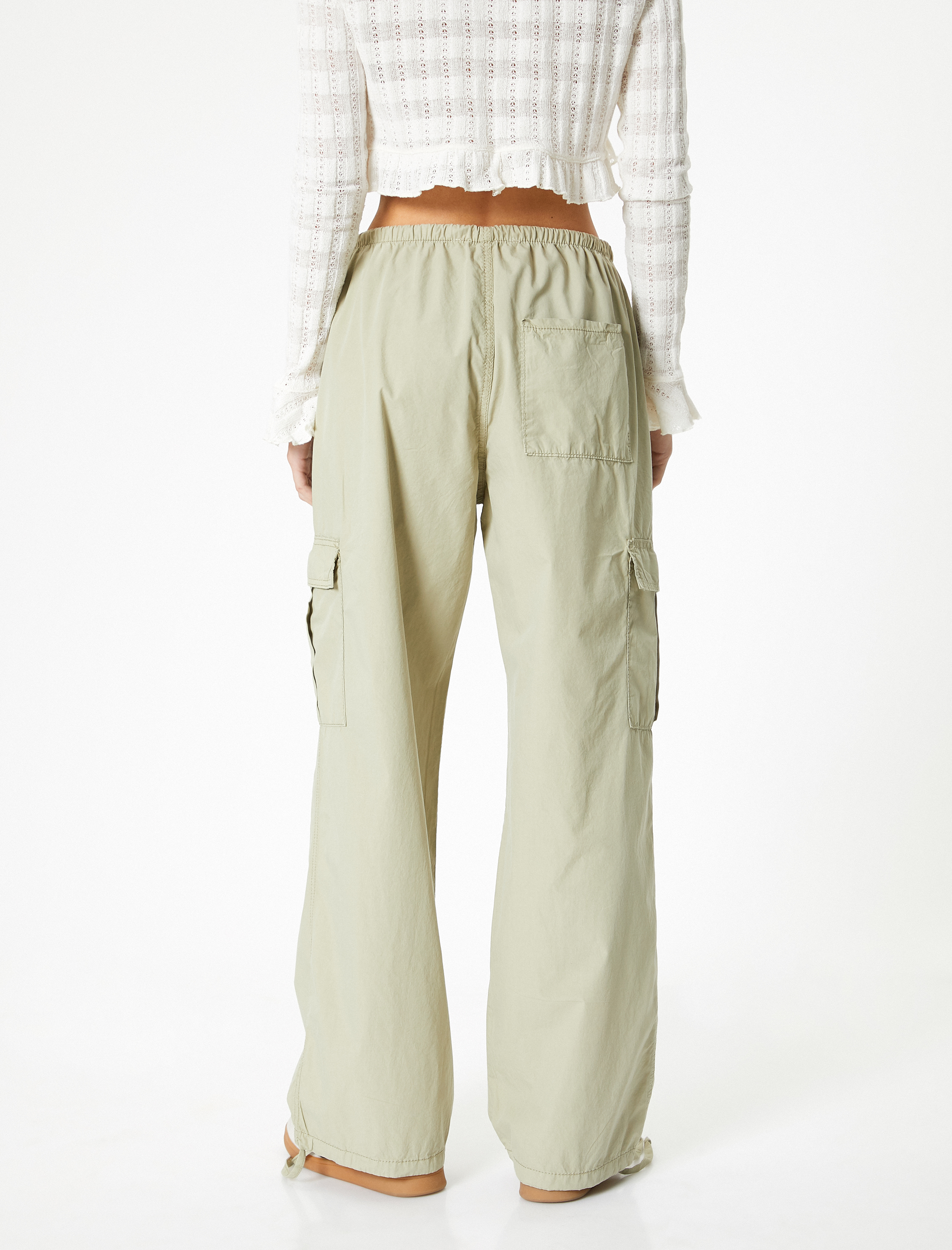   Oversize Kargo Pantolon Düşük Bel Beli Lastikli Stoperli Cepli