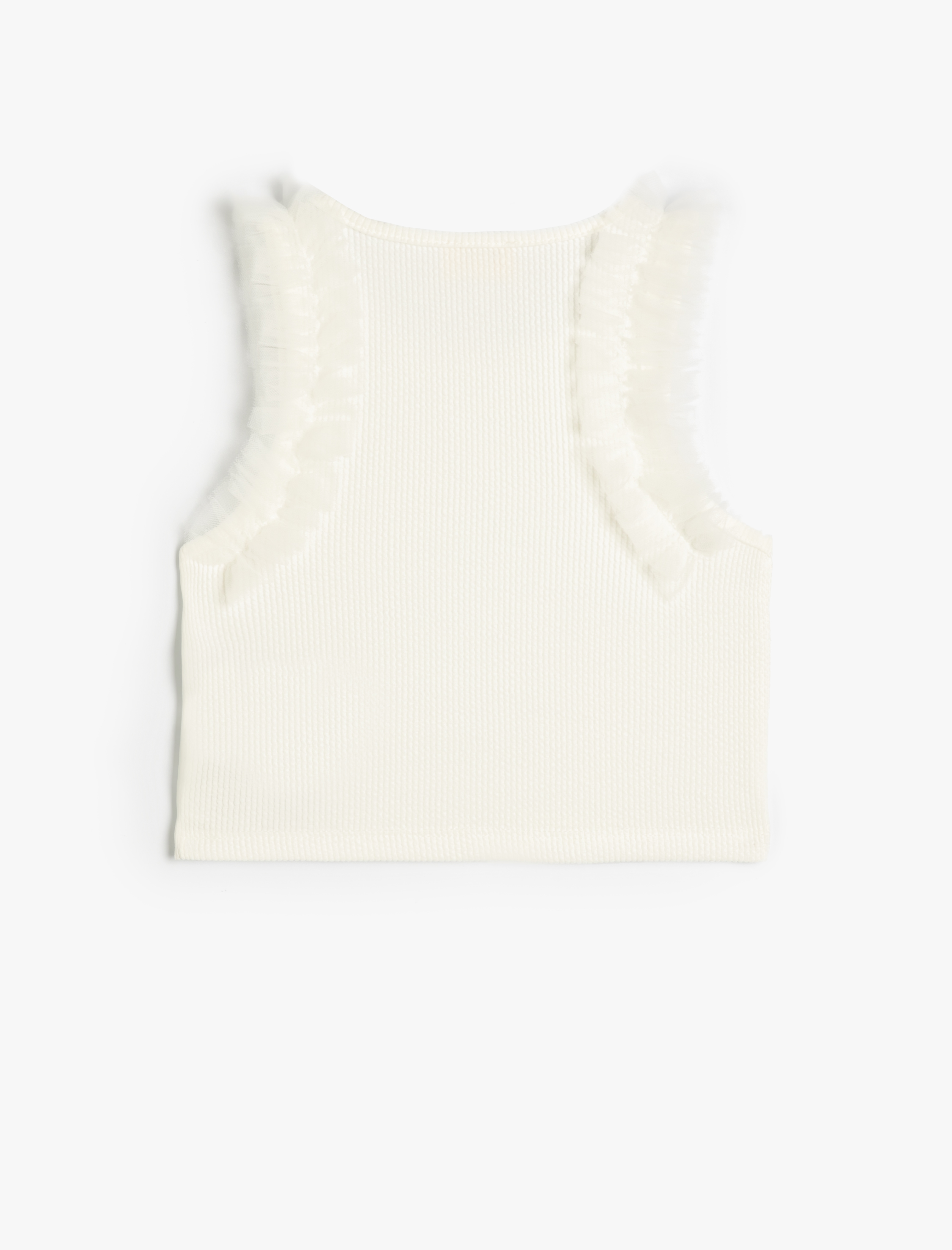  Kız Çocuk Crop Atlet Tül Detaylı Ribanalı