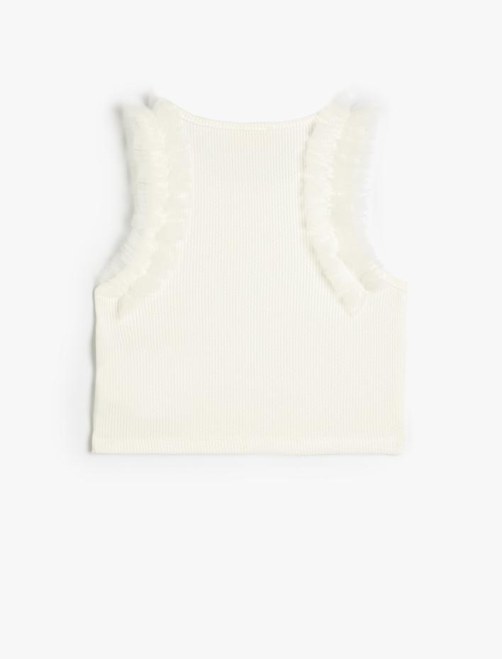 Kız Çocuk Crop Atlet Tül Detaylı Ribanalı