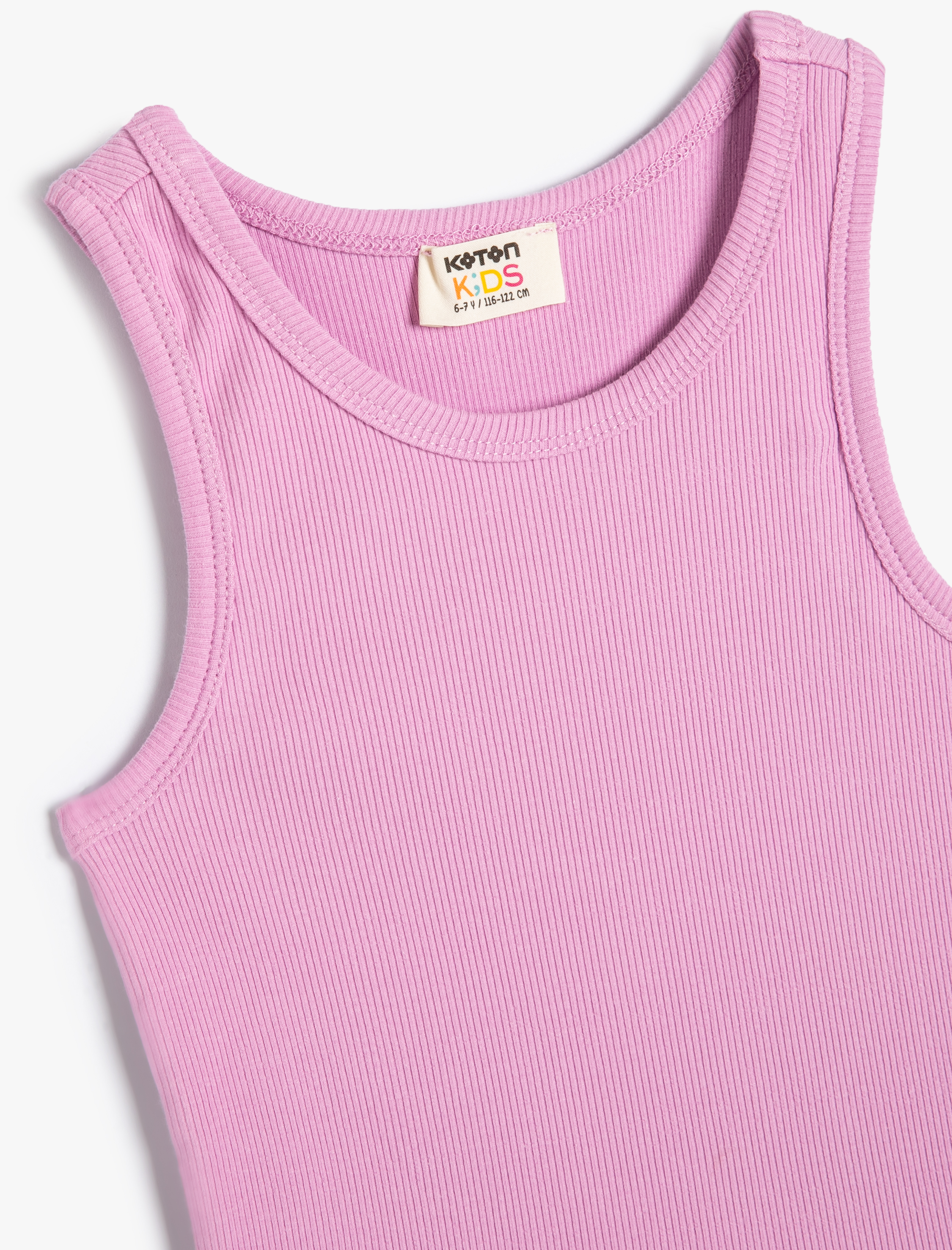  Kız Çocuk Basic Atlet Kolsuz Ribanalı Pamuklu