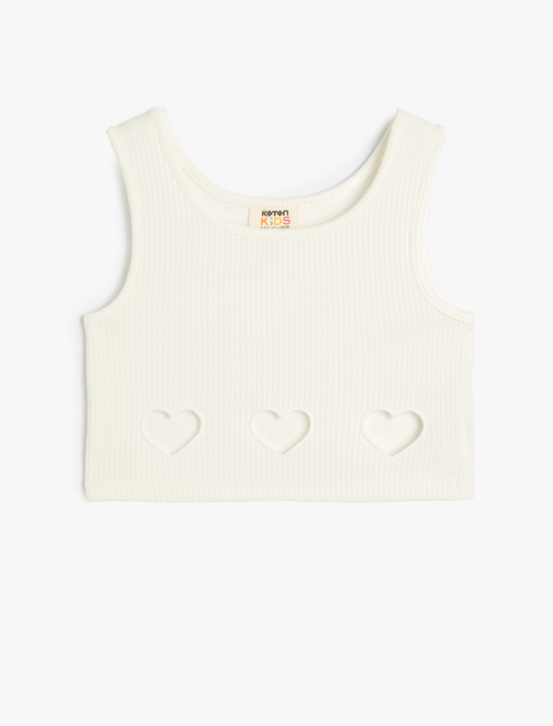  Kız Çocuk Crop Atlet Kalp Pencere Detaylı Kolsuz Ribanalı