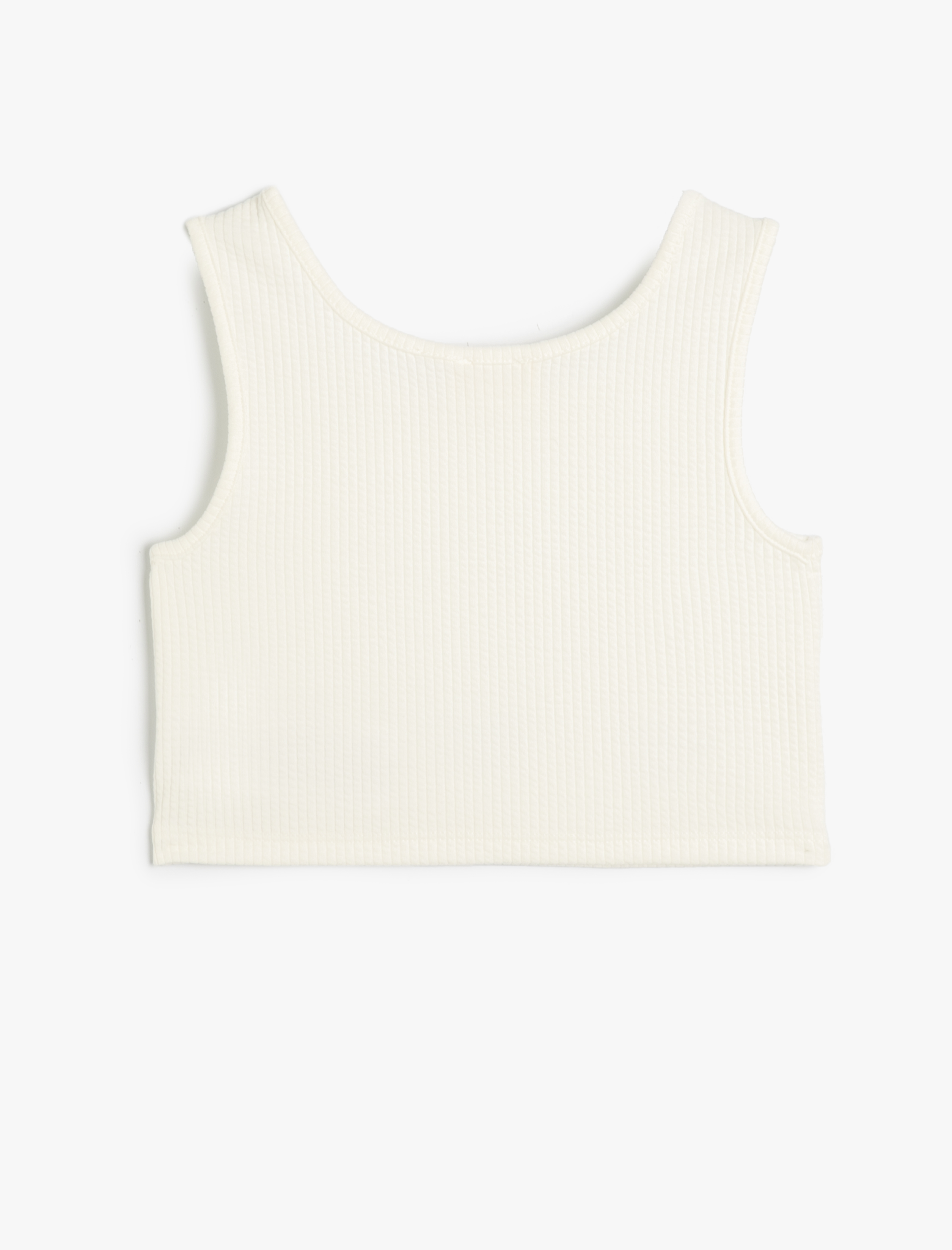  Kız Çocuk Crop Atlet Kalp Pencere Detaylı Kolsuz Ribanalı