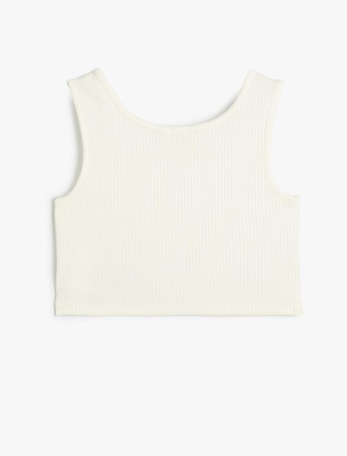 Kız Çocuk Crop Atlet Kalp Pencere Detaylı Kolsuz Ribanalı