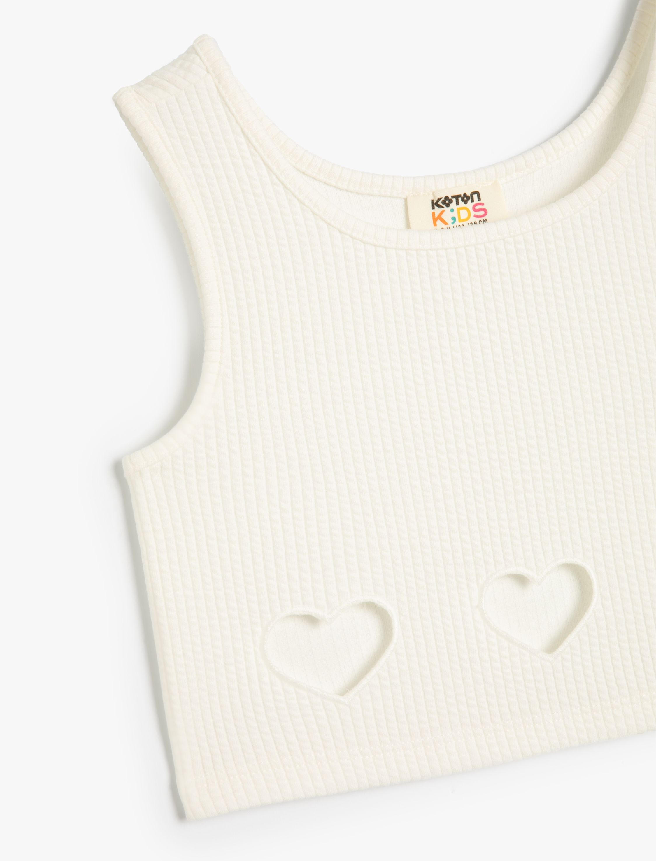  Kız Çocuk Crop Atlet Kalp Pencere Detaylı Kolsuz Ribanalı