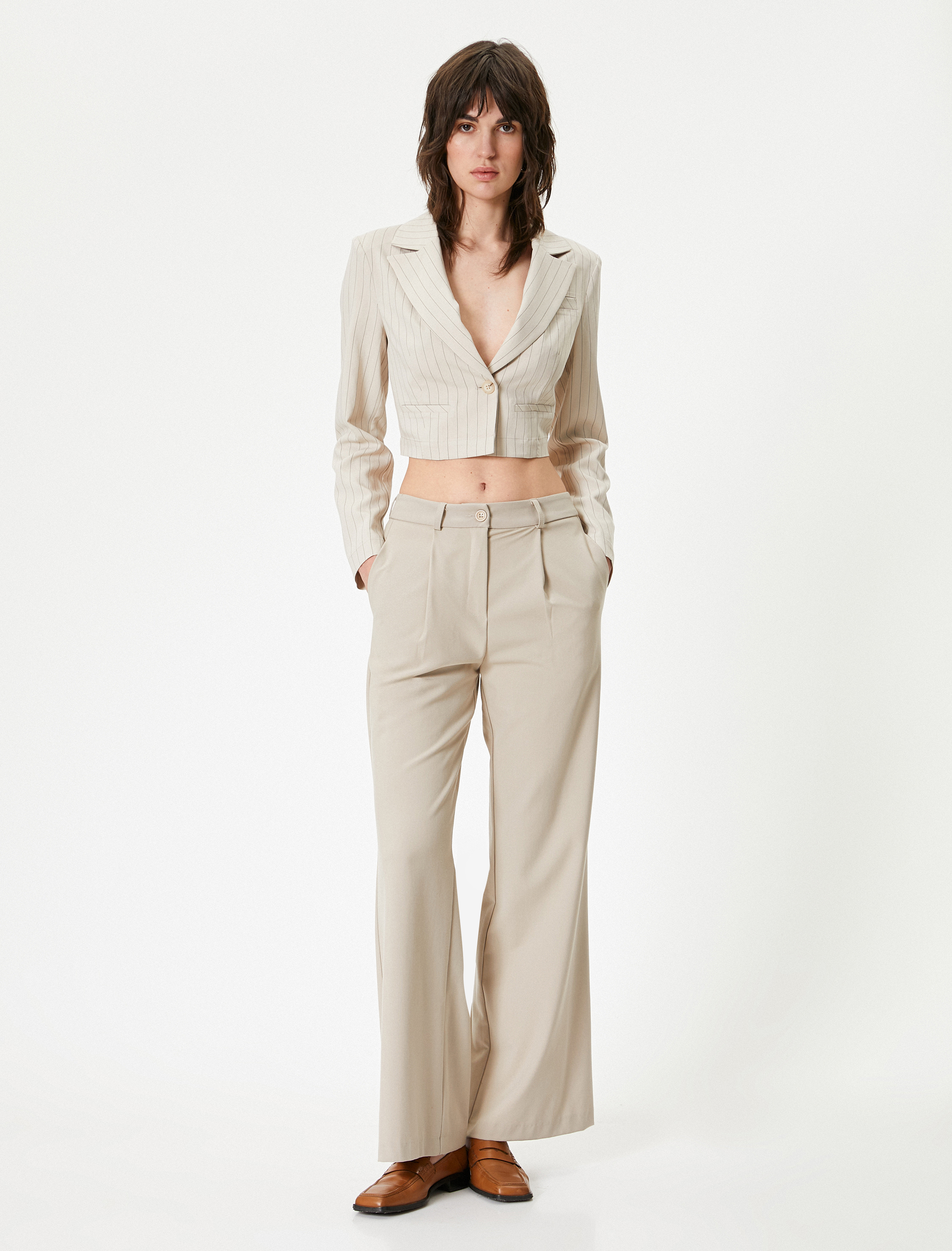   Crop Blazer Ceket Uzun Kollu