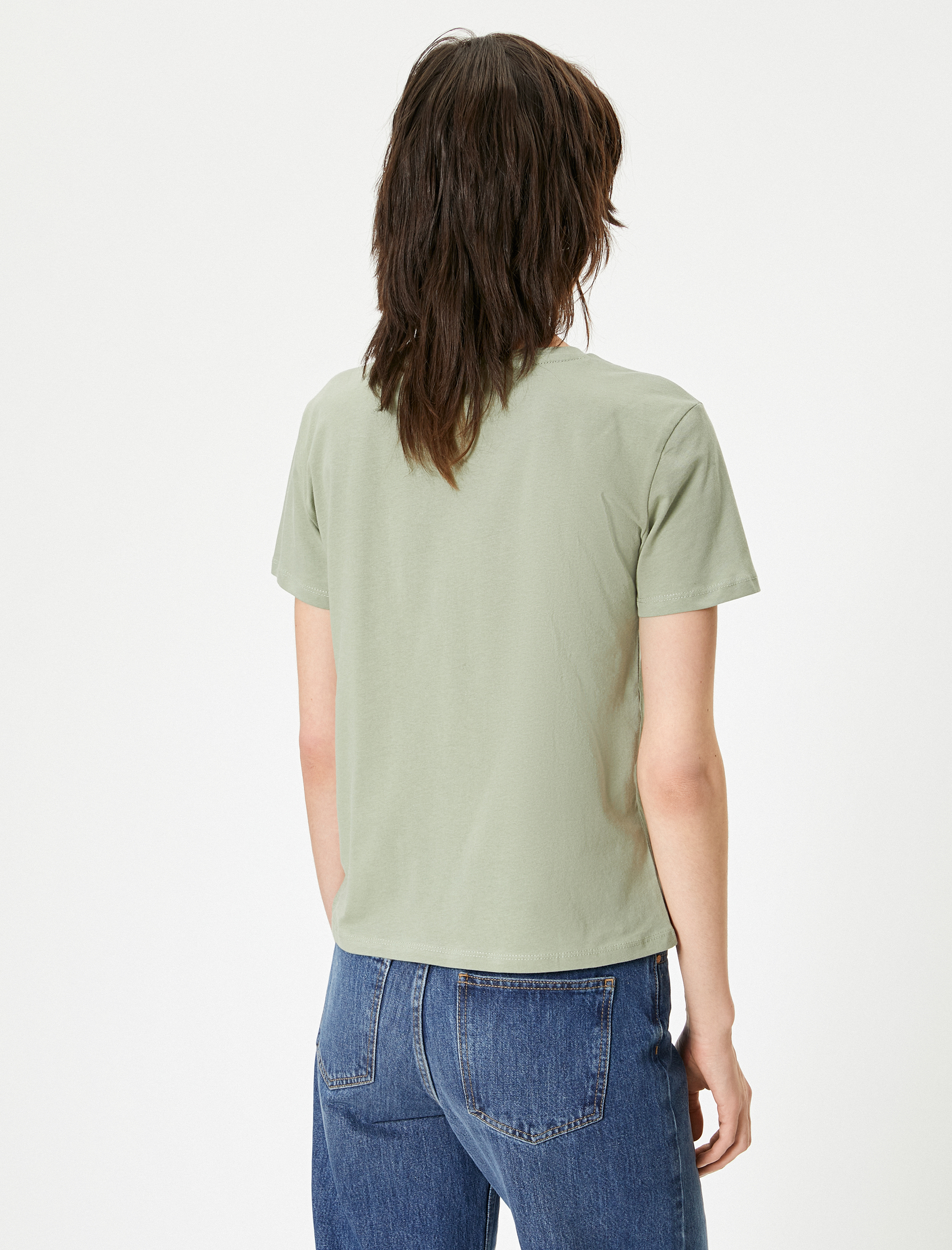   Basic Tişört Bisiklet Yaka Kısa Kollu Pamuklu