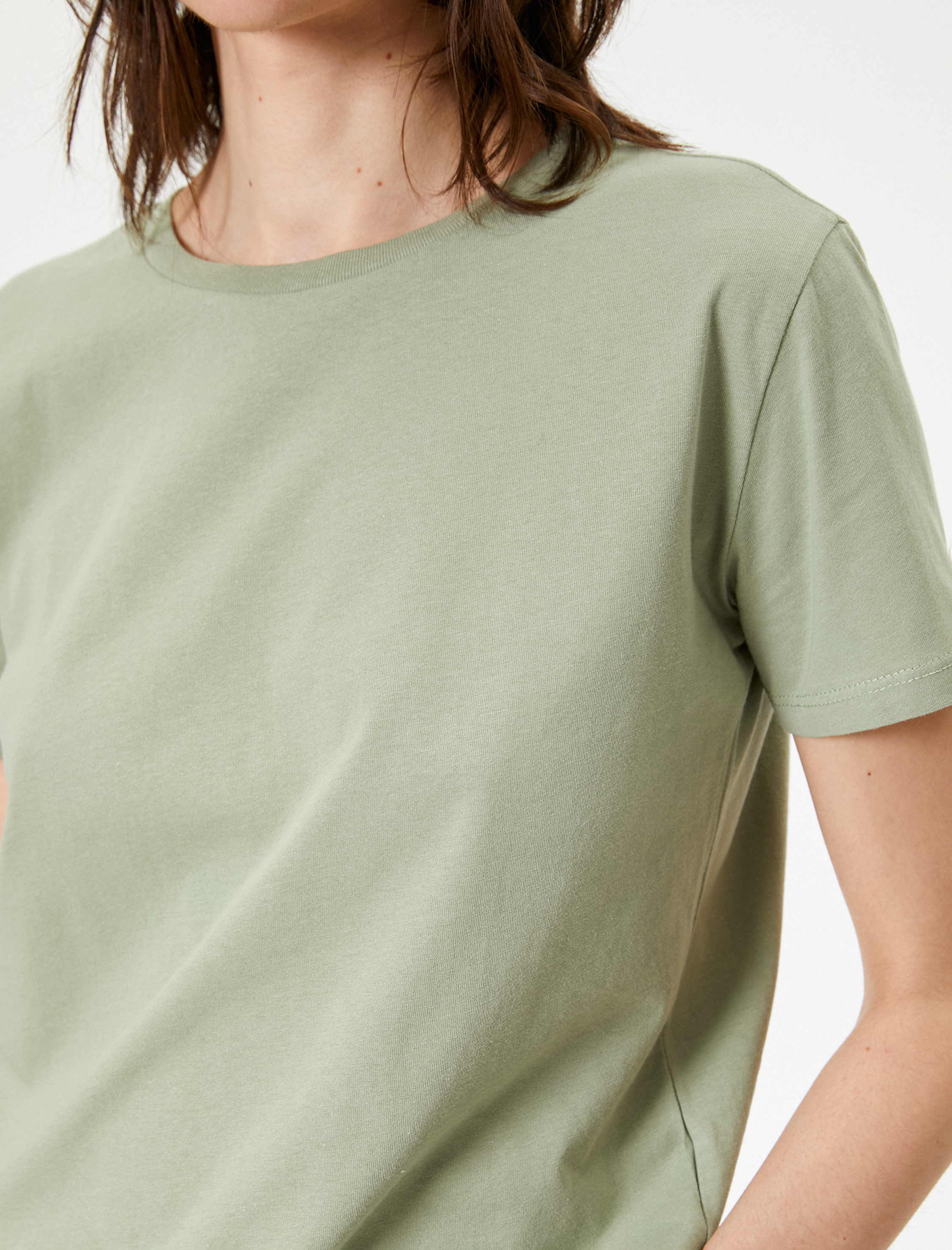   Basic Tişört Bisiklet Yaka Kısa Kollu Pamuklu