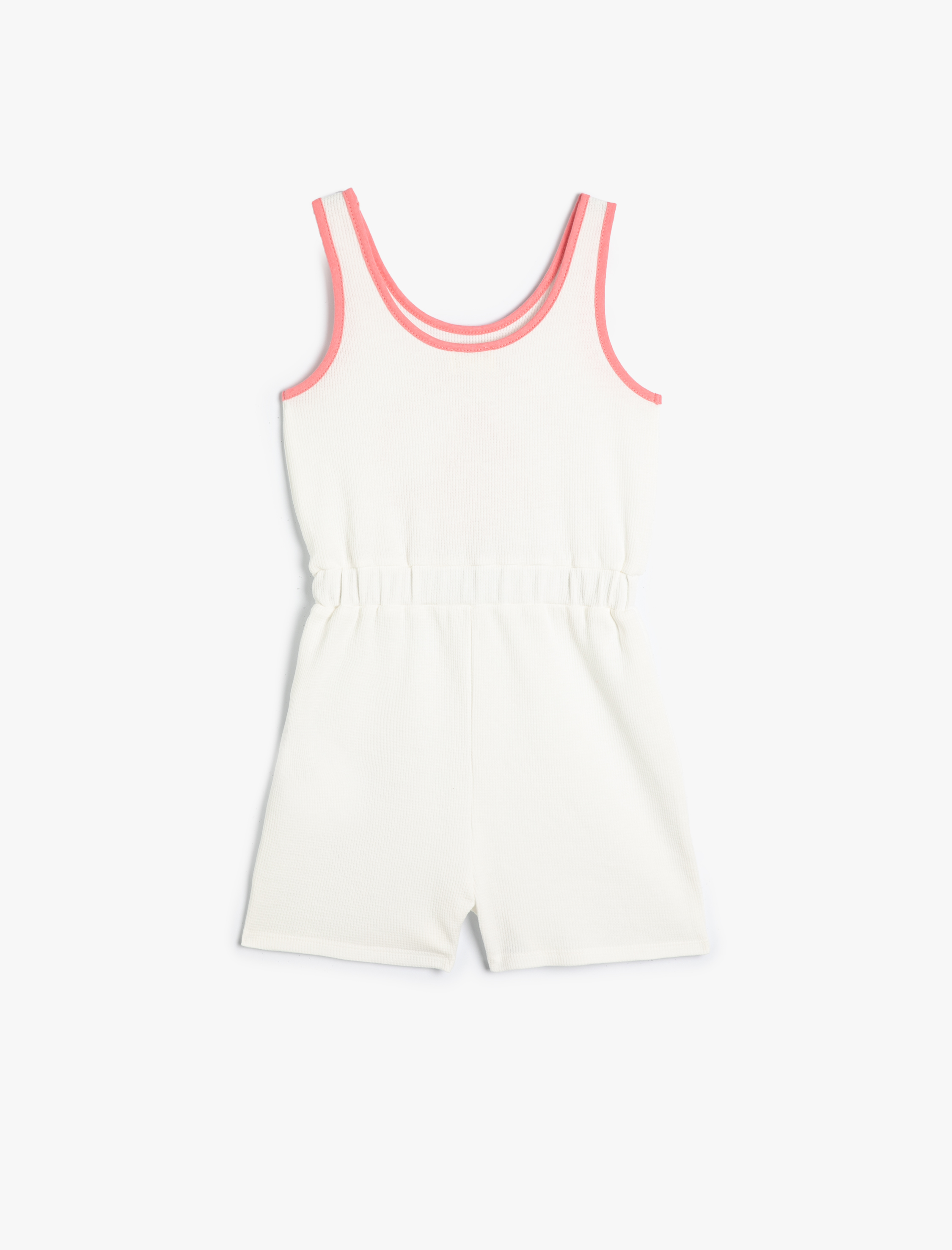 Kız Çocuk Mini Şort Tulum Kalın Askılı Beli Lastikli Baskılı Pamuklu