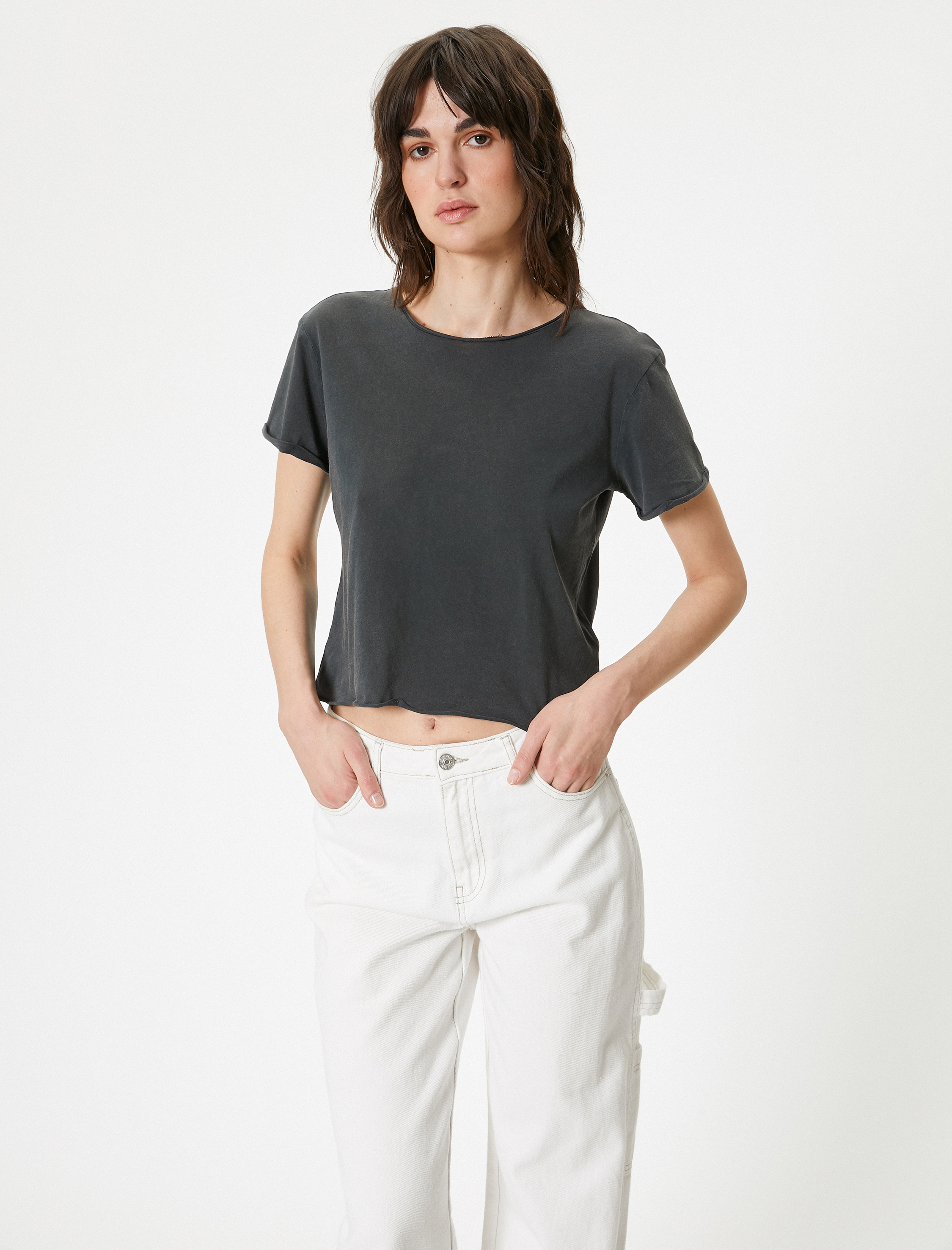   Basic Tişört Kısa Kollu Bisiklet Yaka