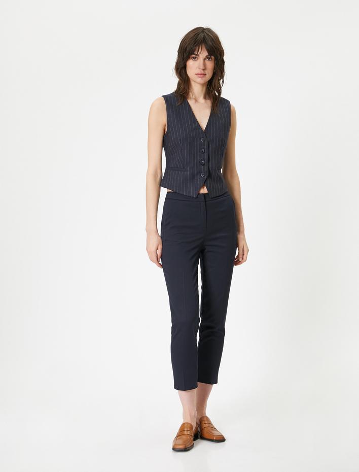  Blazer Yelek Düğmeli V Yaka