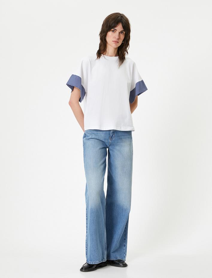  Tişört Kısa Kollu Yırtmaç Detaylı