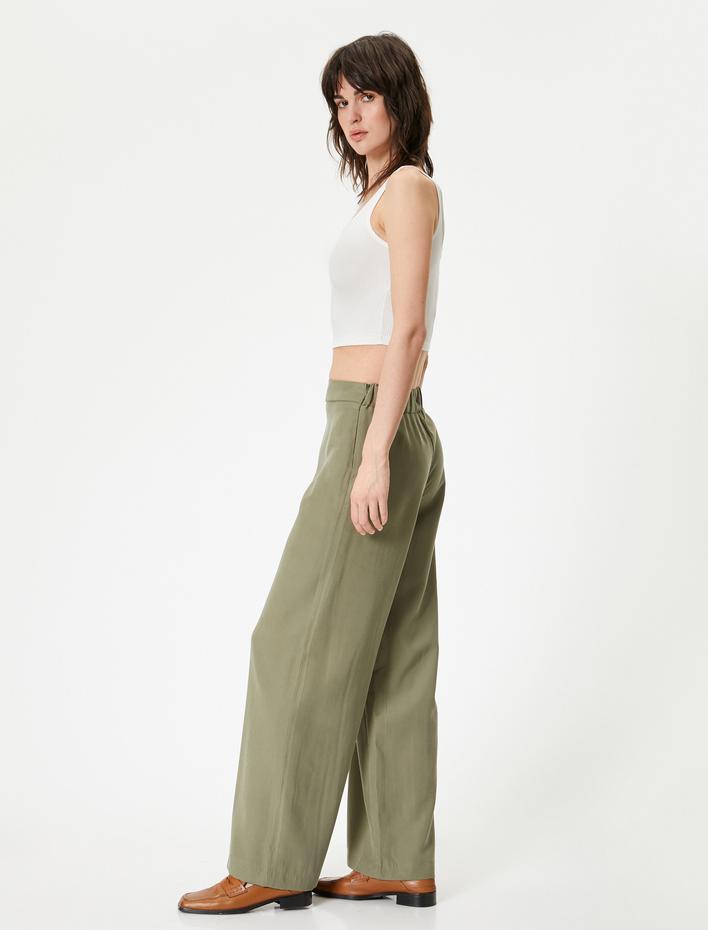  Yüksek Bel Geniş Paça Pantolon Modal Kumaş