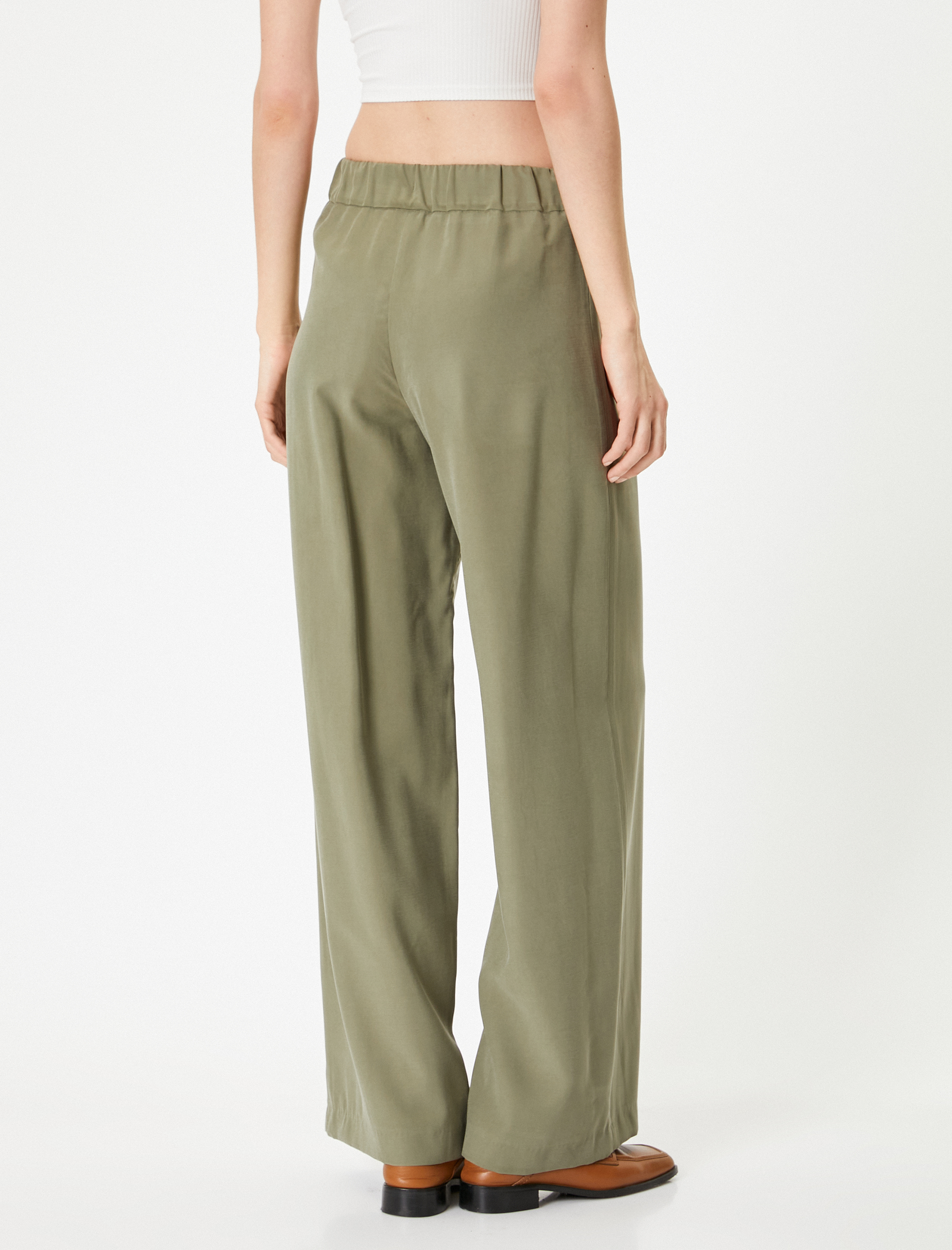   Yüksek Bel Geniş Paça Pantolon Modal Kumaş