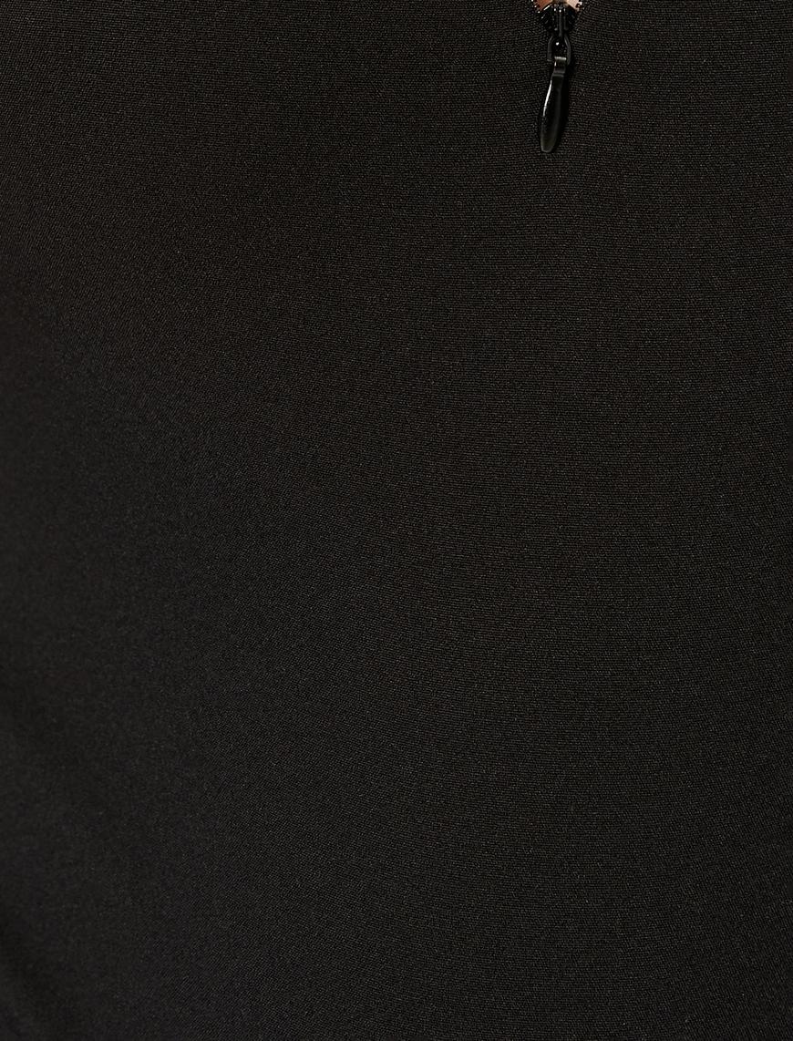   Fermuarlı Bluz Kısa Kollu Gömlek Yaka