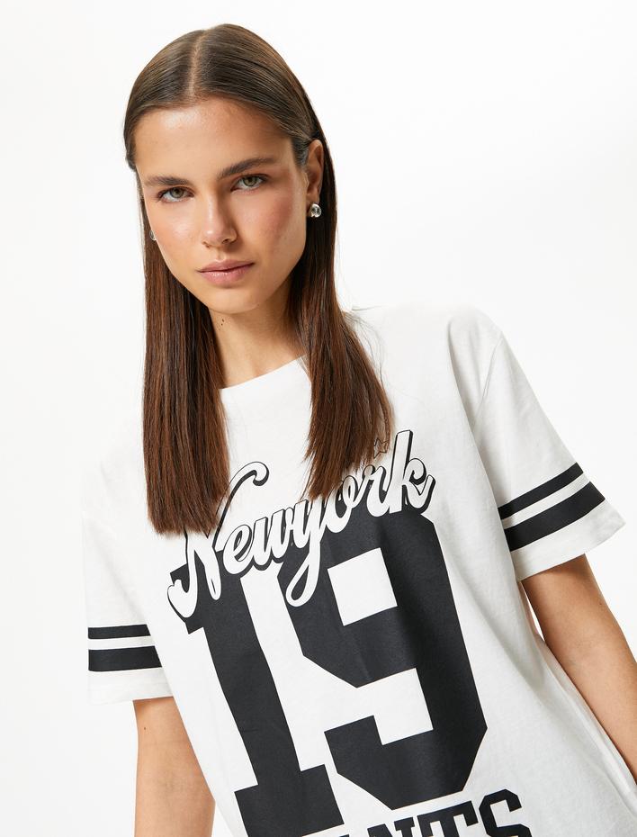  Kolej Tişört Rahat Kalıp Kısa Kollu Bisiklet Yaka Pamuklu