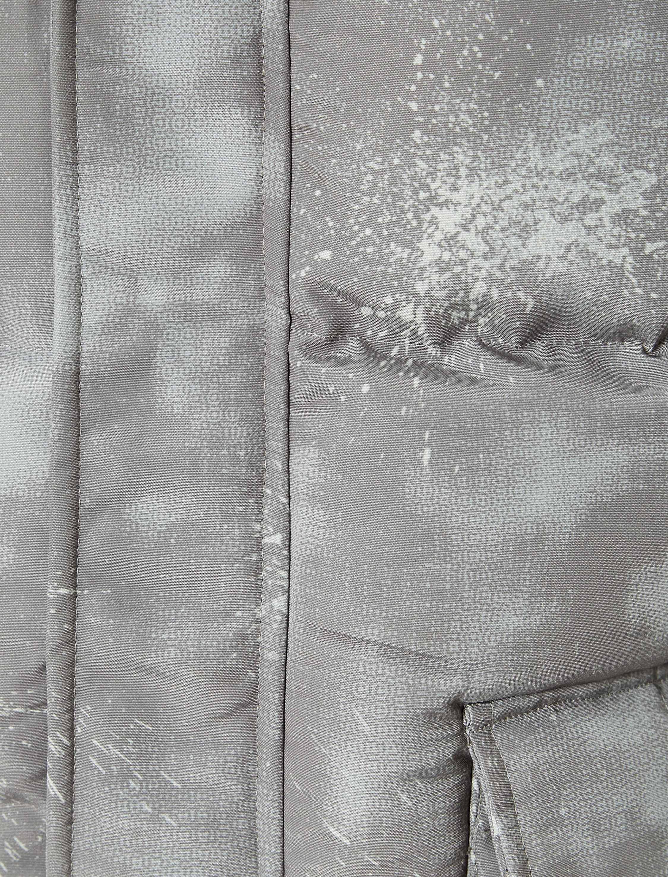   Şişme Mont Kapşonlu Cep Detaylı Fermuarlı Soyut Baskılı