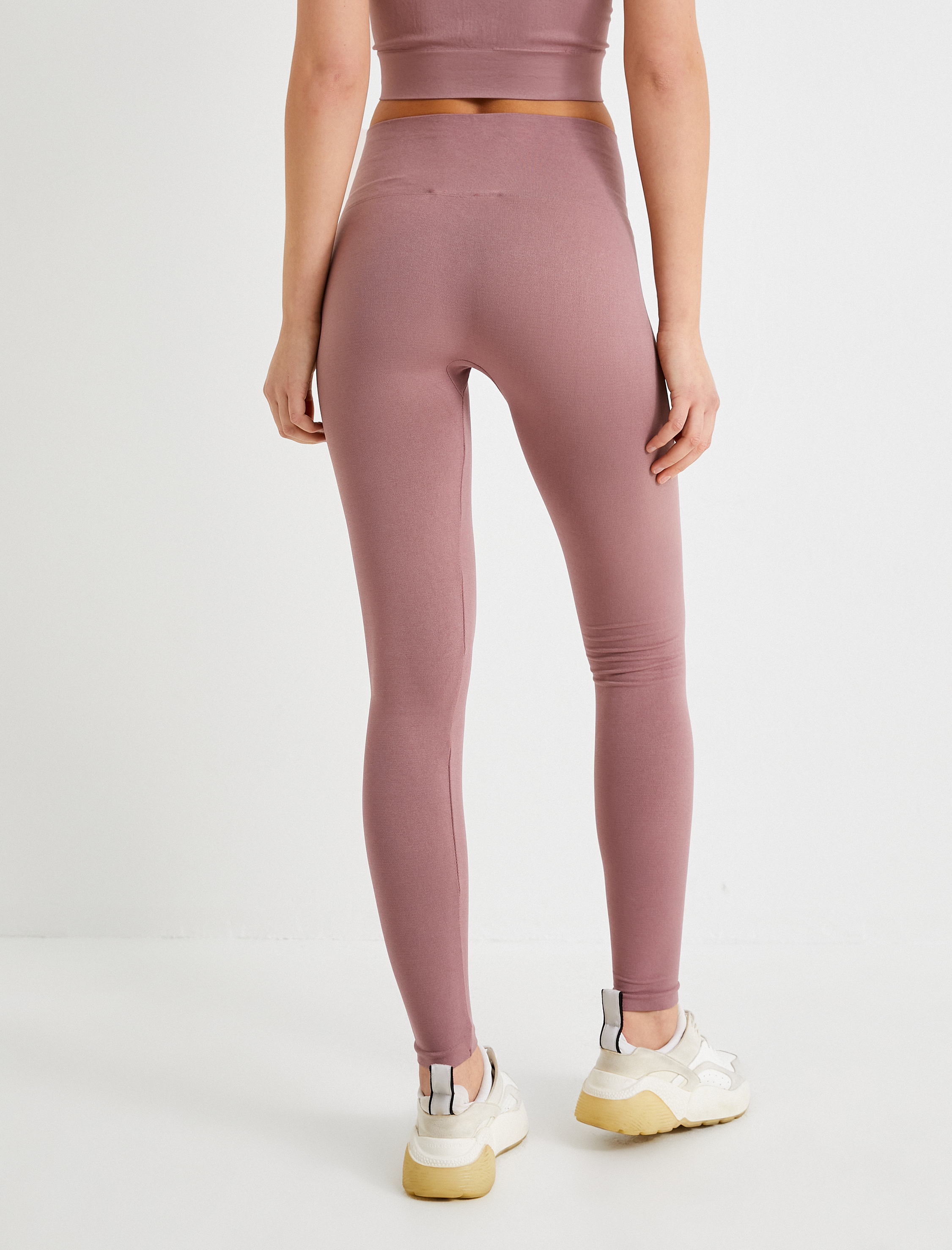   Yüksek Bel Spor Yoga Taytı Dikişsiz Örme Kumaş Slim Fit