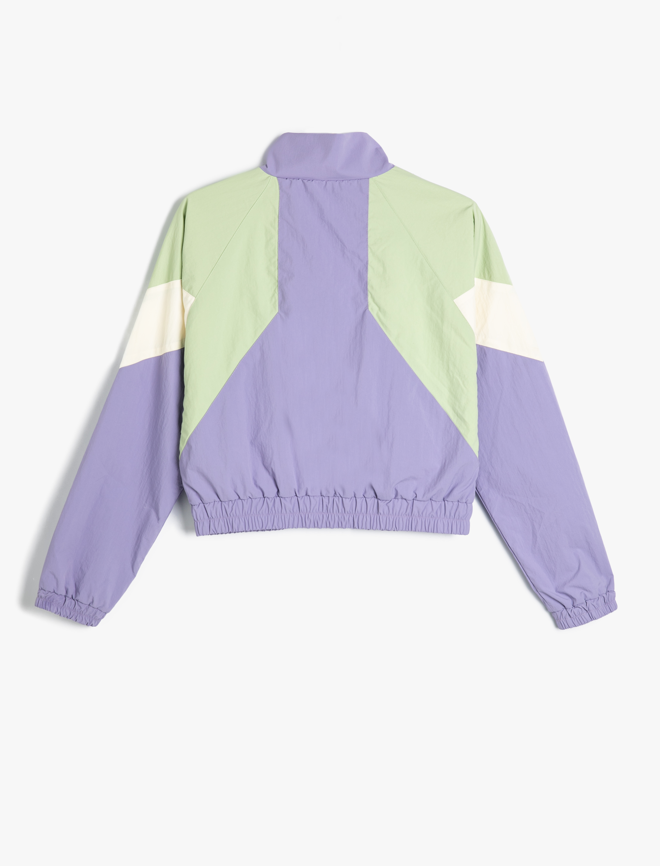   Spor Ceket Renk Bloklu Fermuarlı Dik Yaka Cepli File Astarlı