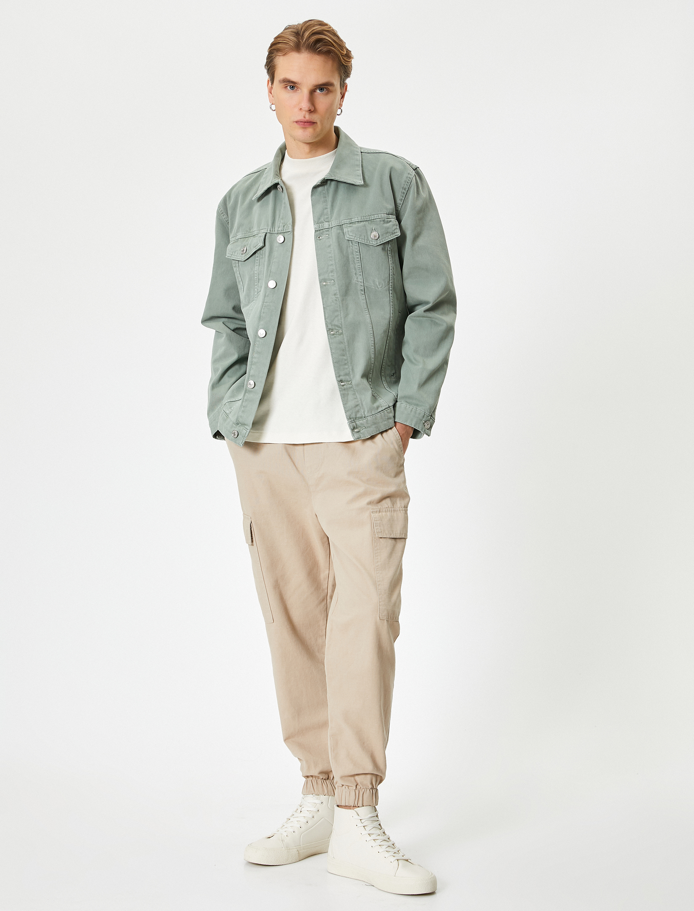   Kot Ceket Cep Detaylı Düğmeli Klasik Yaka