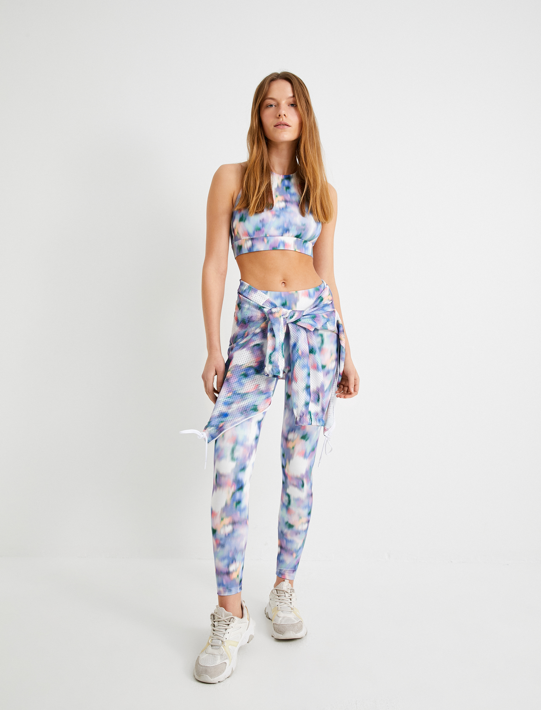   Sporcu Sütyeni Arkası Çapraz Askılı Batik Desenli Slim Fit