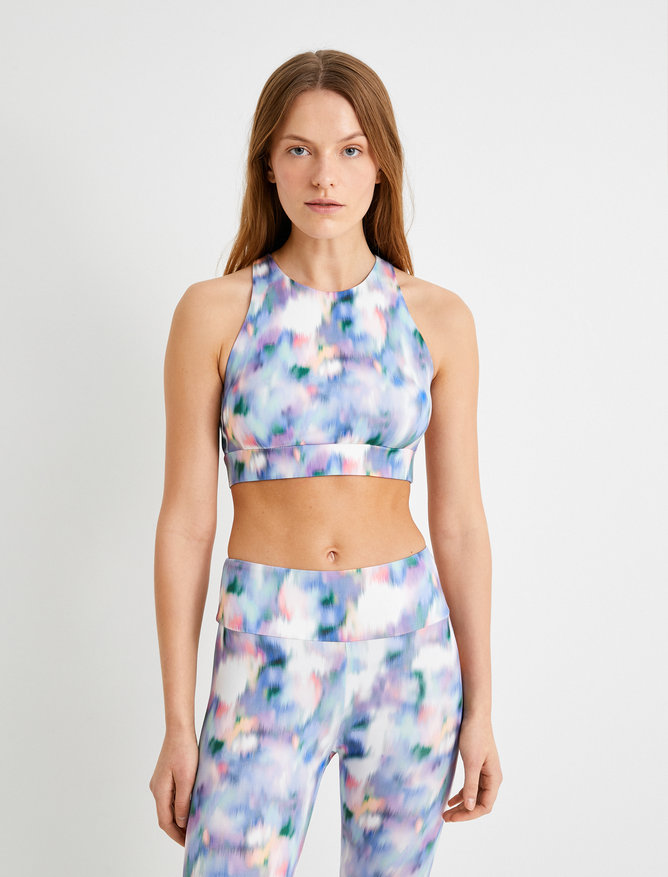   Sporcu Sütyeni Arkası Çapraz Askılı Batik Desenli Slim Fit