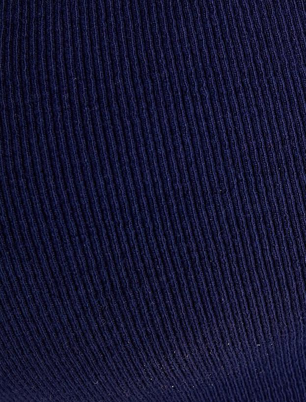Spor Kolsuz Crop Tişört Renk Bloklu Yuvarlak Yaka Baskılı Ribanalı Slim Fit_5