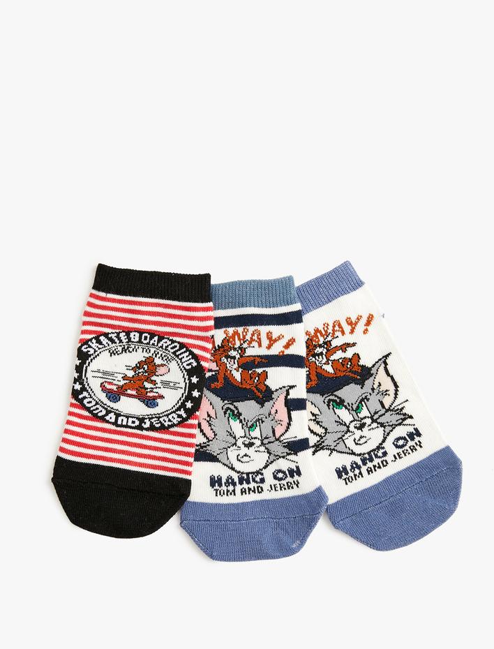 Erkek Çocuk 3'lü Tom ve Jerry Baskılı Çorap Seti Lisanslı