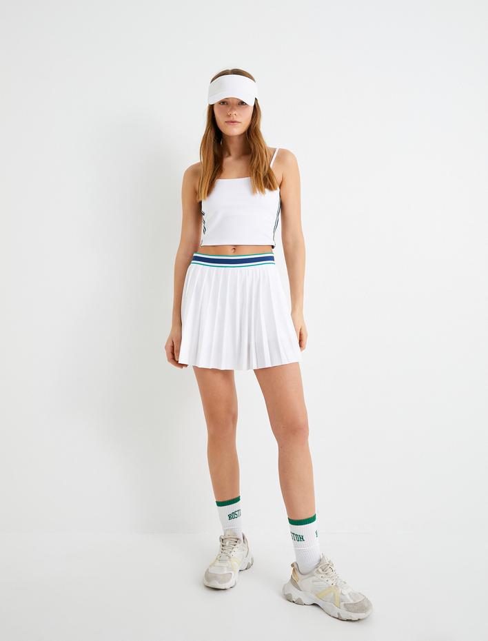  Askılı Kısa Spor Atlet Yanları Çizgili Slim Fit