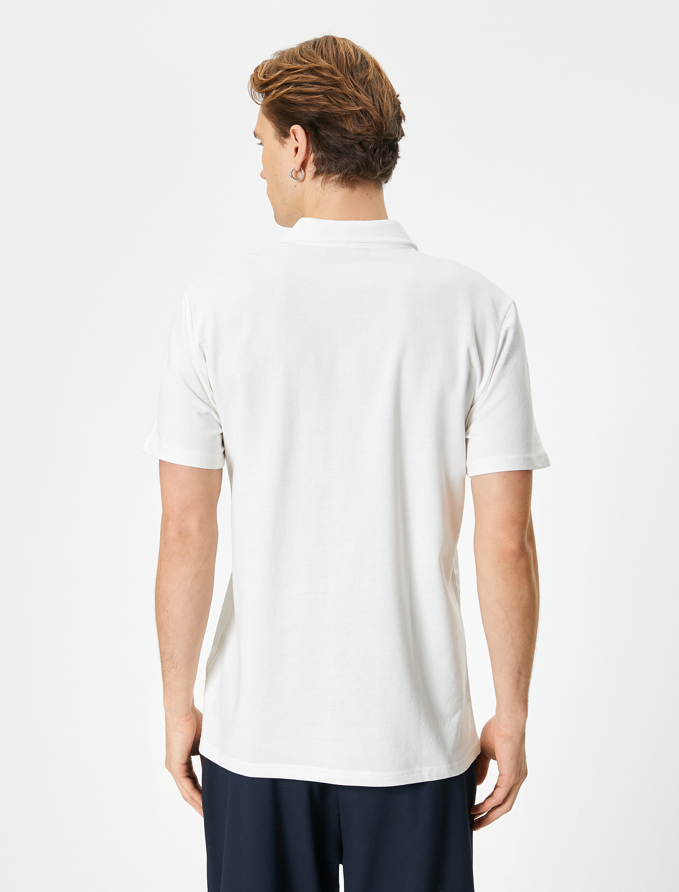   Yarım Fermuarlı Polo Tişört Kısa Kollu Pamuklu