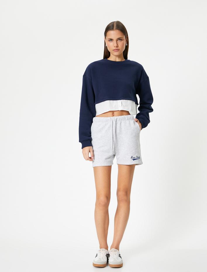  Mini Şort Cepli Rahat Kalıp Beli Bağlamalı