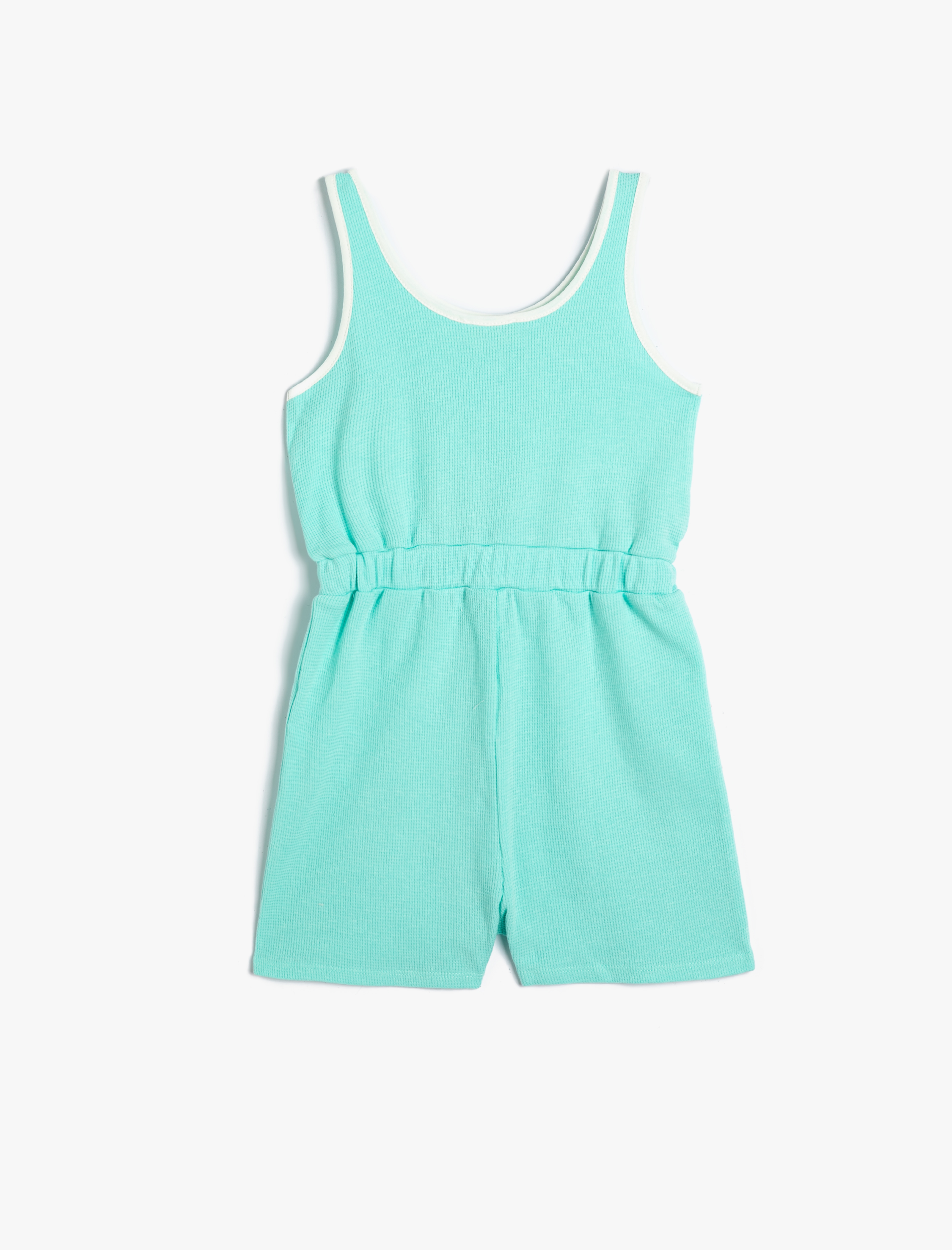  Kız Çocuk Mini Şort Tulum Kalın Askılı Beli Lastikli Baskılı Pamuklu