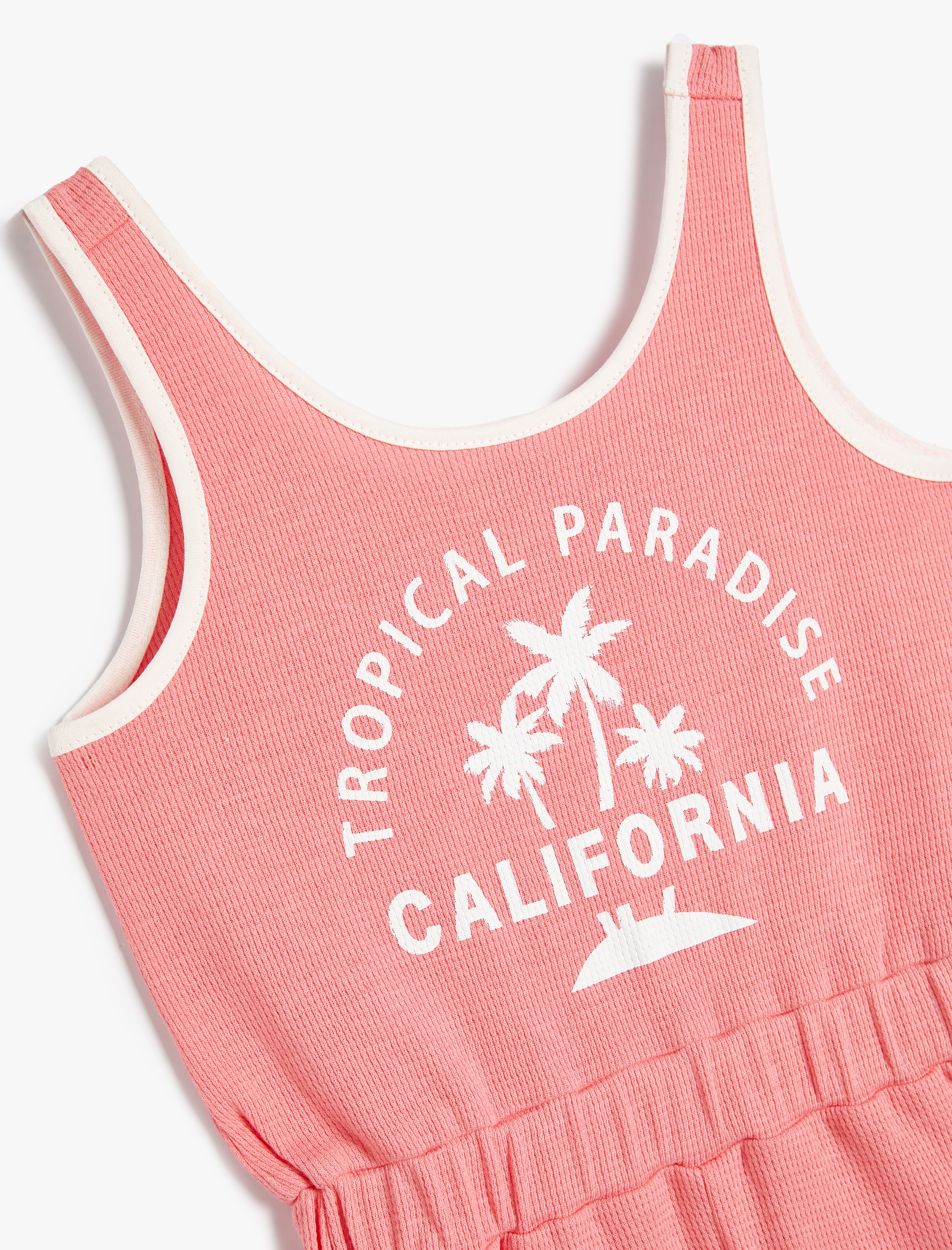 Kız Çocuk Mini Şort Tulum Kalın Askılı Beli Lastikli Baskılı Pamuklu