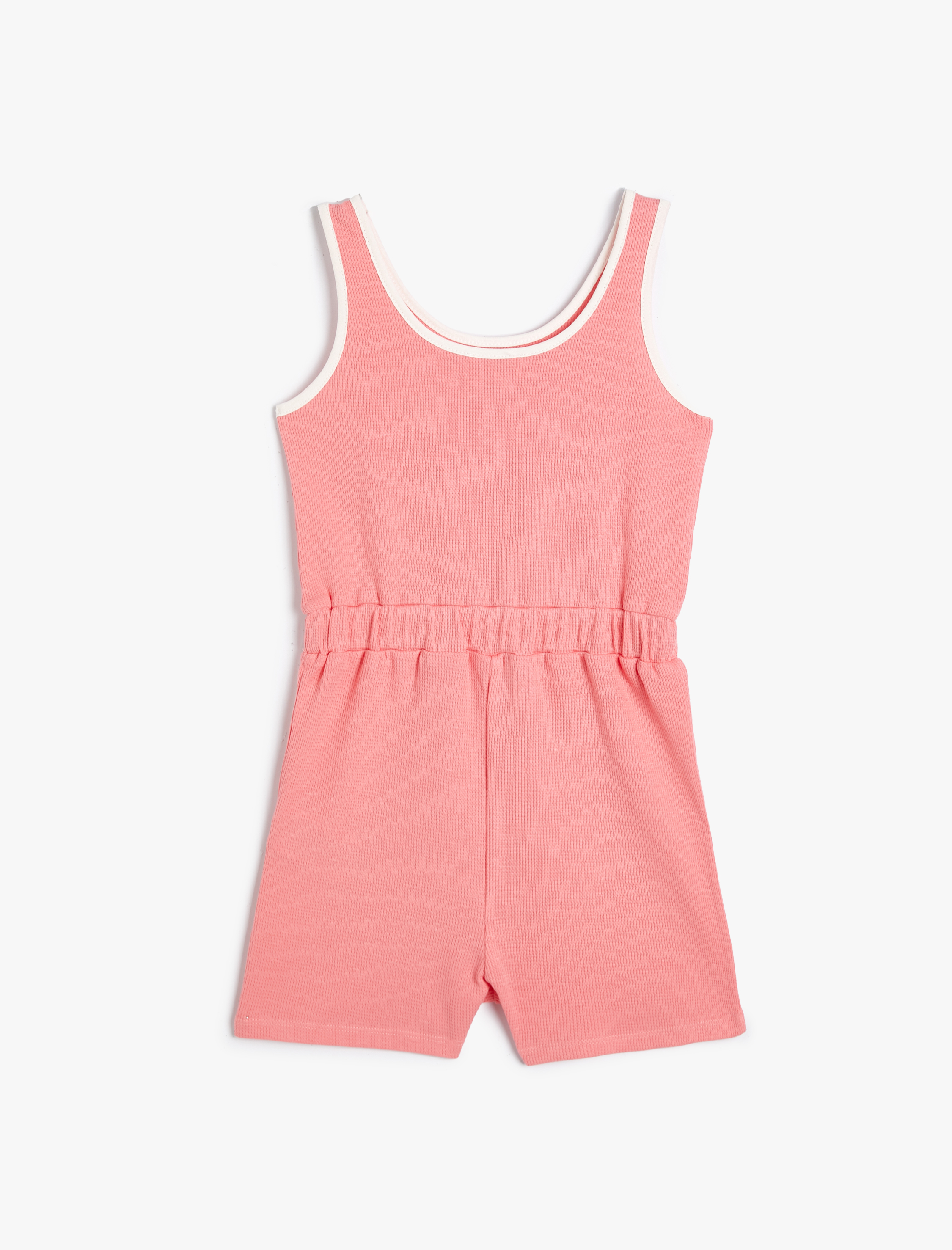 Kız Çocuk Mini Şort Tulum Kalın Askılı Beli Lastikli Baskılı Pamuklu