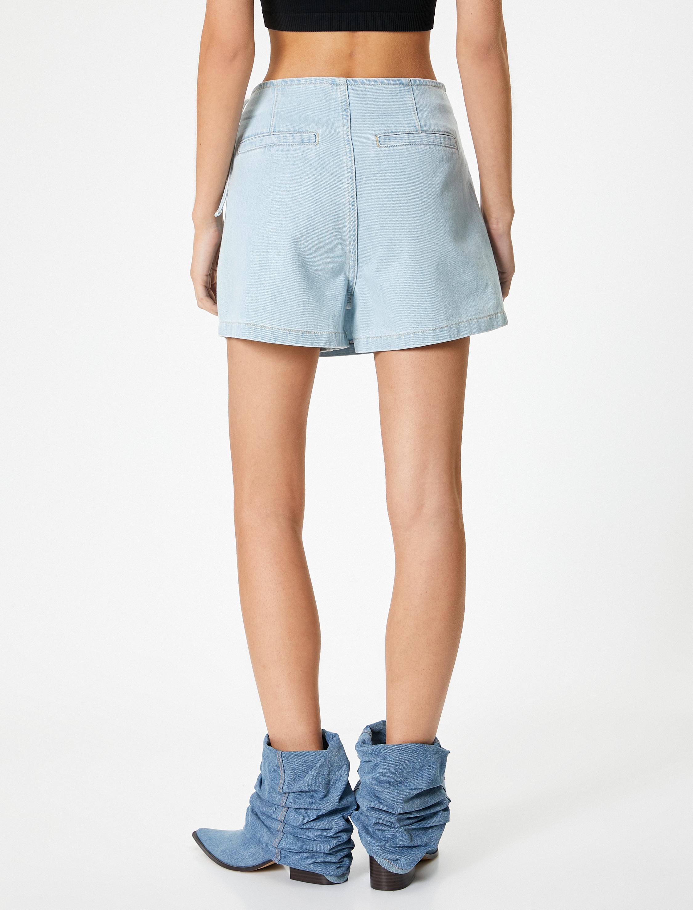   Kot Şort Etek Mini Boy Kruvaze Pamuklu