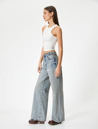 Geniş Paça Kot Pantolon Standart Bel Cepli - Bianca Wide Leg Jeans