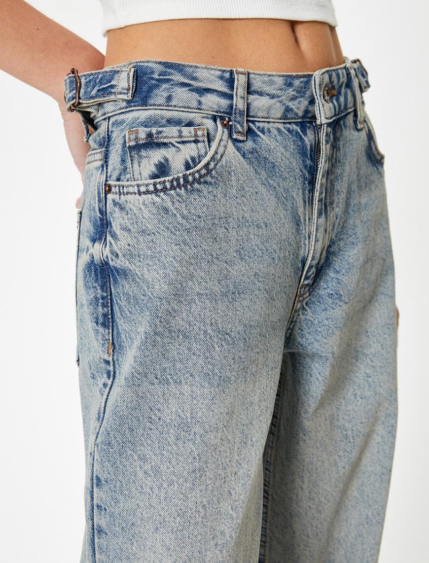   Geniş Paça Kot Pantolon Standart Bel Cepli - Bianca Wide Leg Jeans