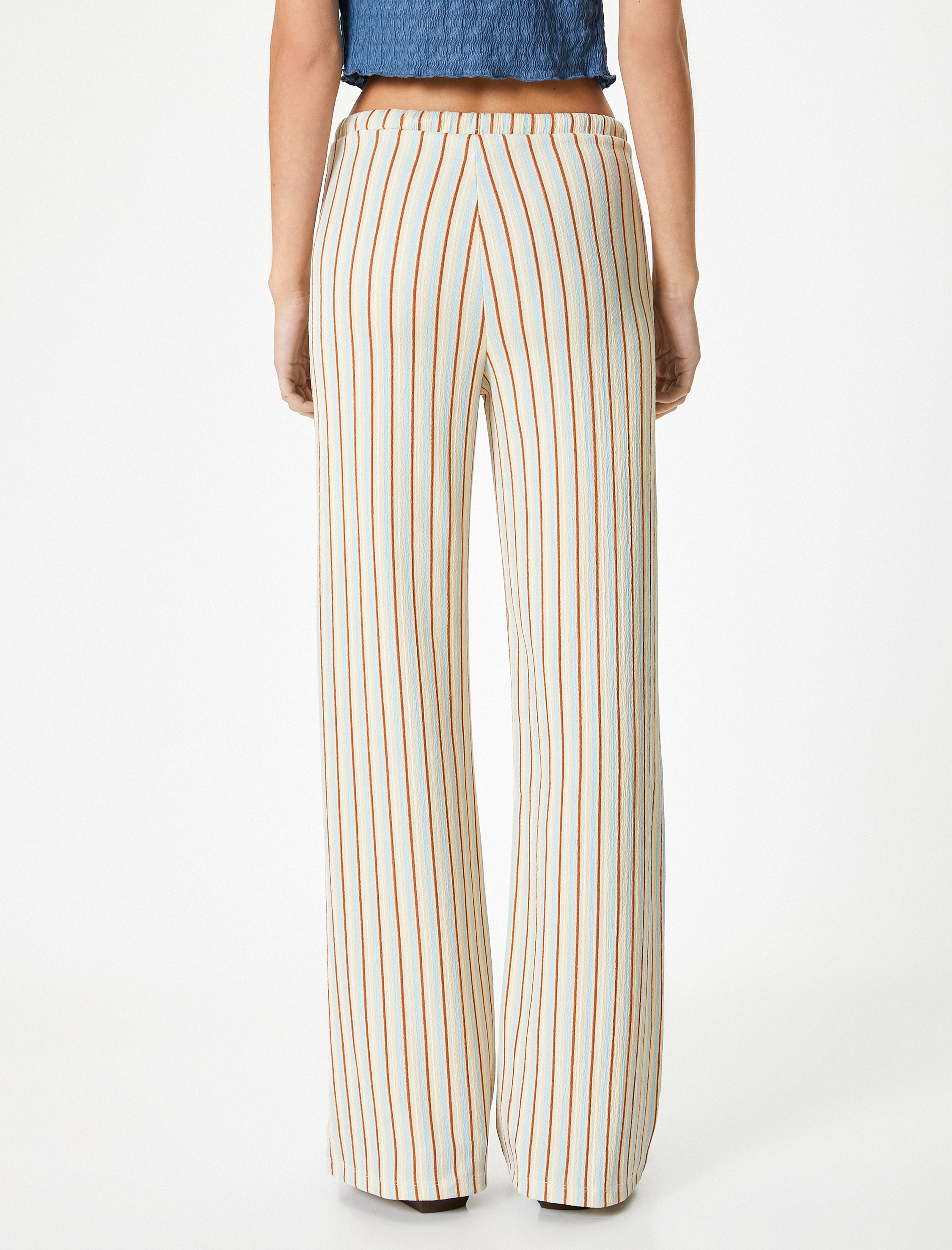   Bol Paça Pantolon Yüksek Bel Beli Bağlamalı Bürümcük