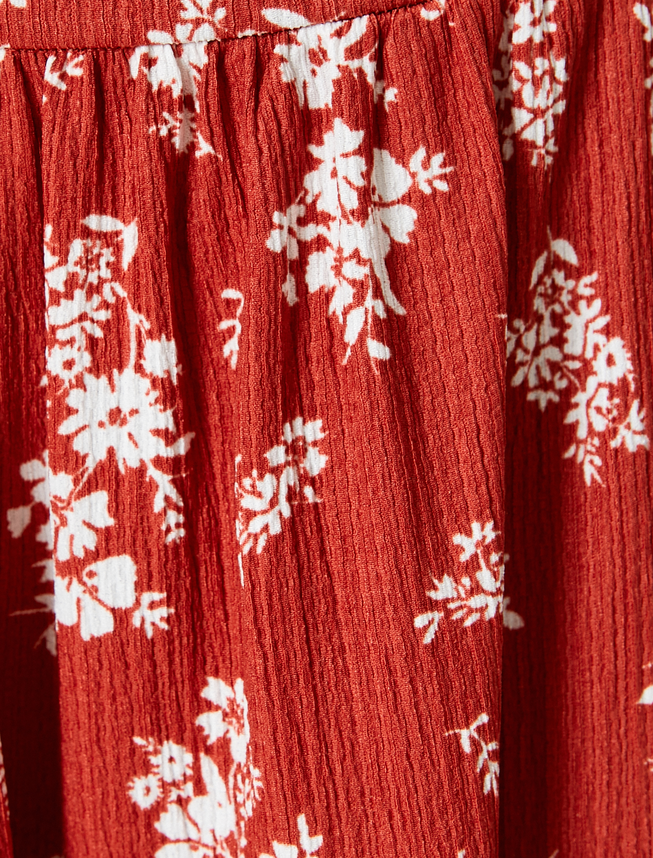   Çiçekli Midi Etek Katlı Yüksek Bel Rahat Kalıp Bürümcük