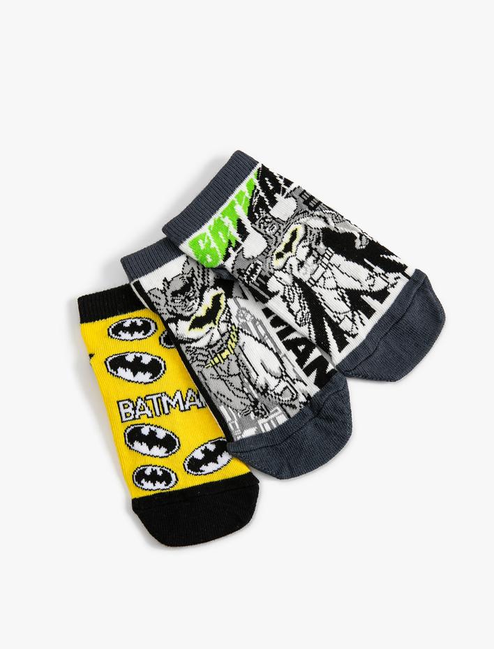 Erkek Çocuk 3'lü Batman Baskılı Çorap Seti Lisanslı