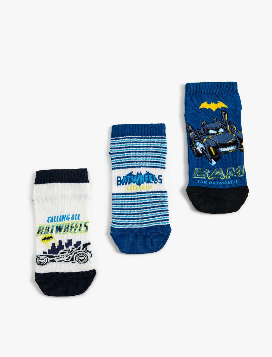  Erkek Çocuk 3'lü Batman Baskılı Çorap Seti Lisanslı