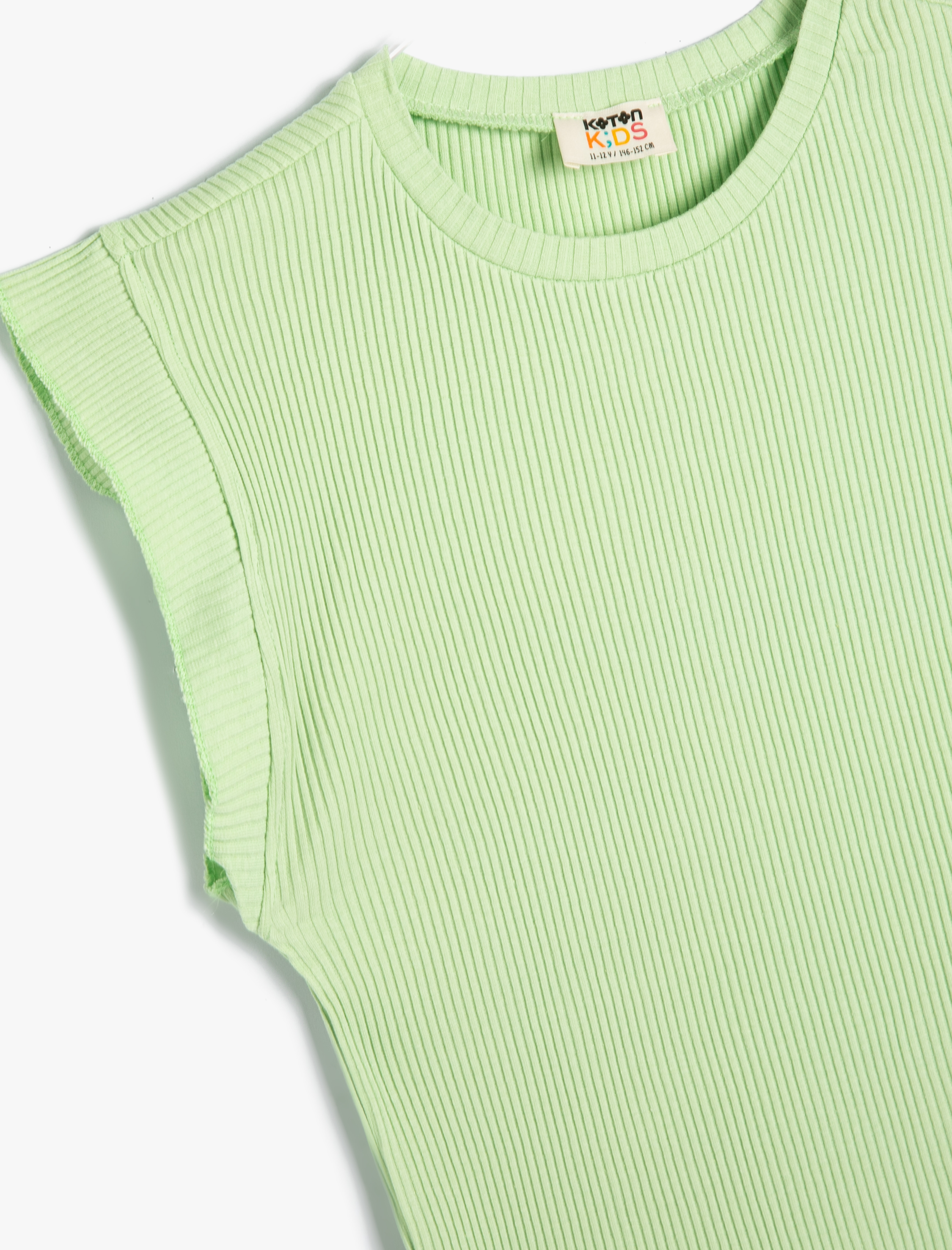  Kız Çocuk Basic Atlet Kolsuz Yuvarlak Yaka Ribanalı