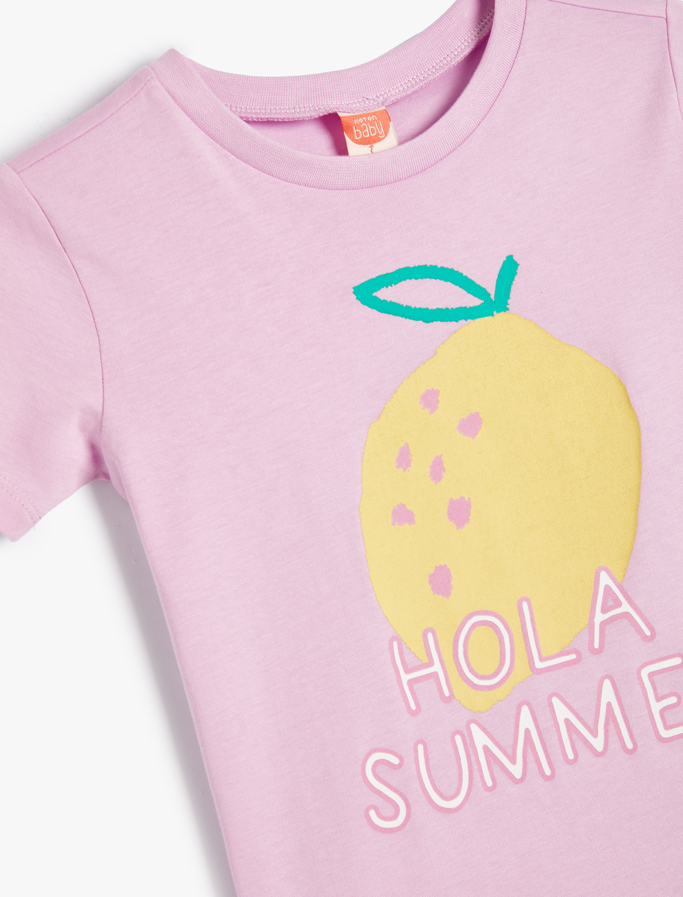  Kız Bebek Tişört Limon Baskılı Kısa Kollu Bisiklet Yaka Pamuklu