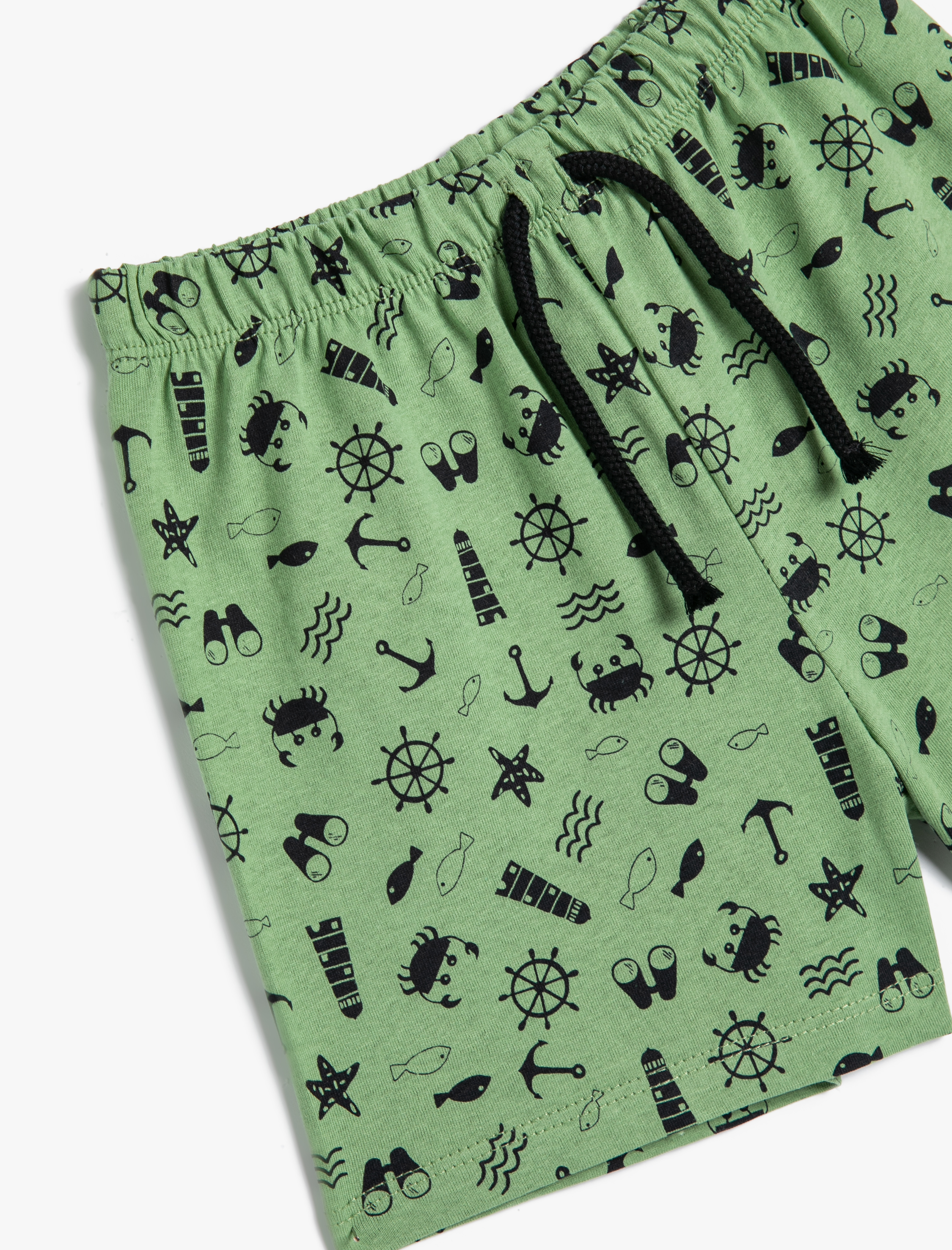  Erkek Bebek Şort Baskılı Cepli Beli Lastikli Bağlamalı Pamuklu