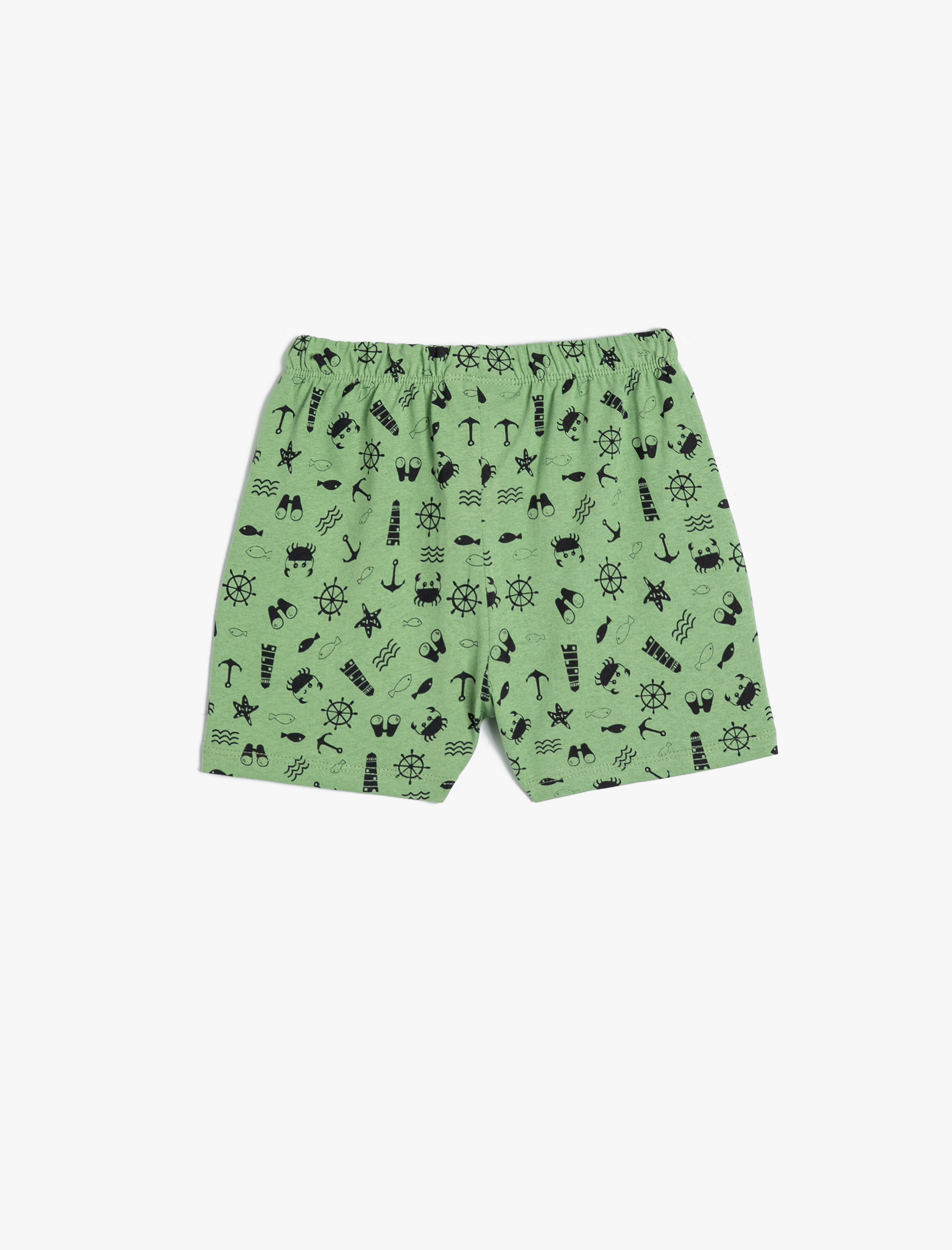  Erkek Bebek Şort Baskılı Cepli Beli Lastikli Bağlamalı Pamuklu