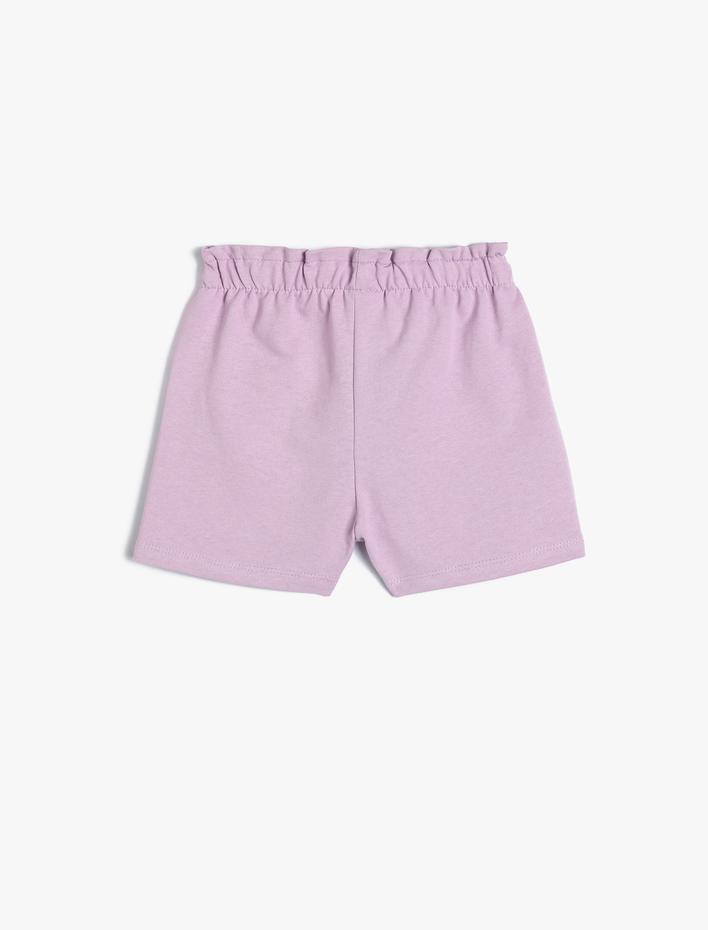 Kız Bebek Basic Şort Cepli Kelebek İşleme Detaylı Pamuklu