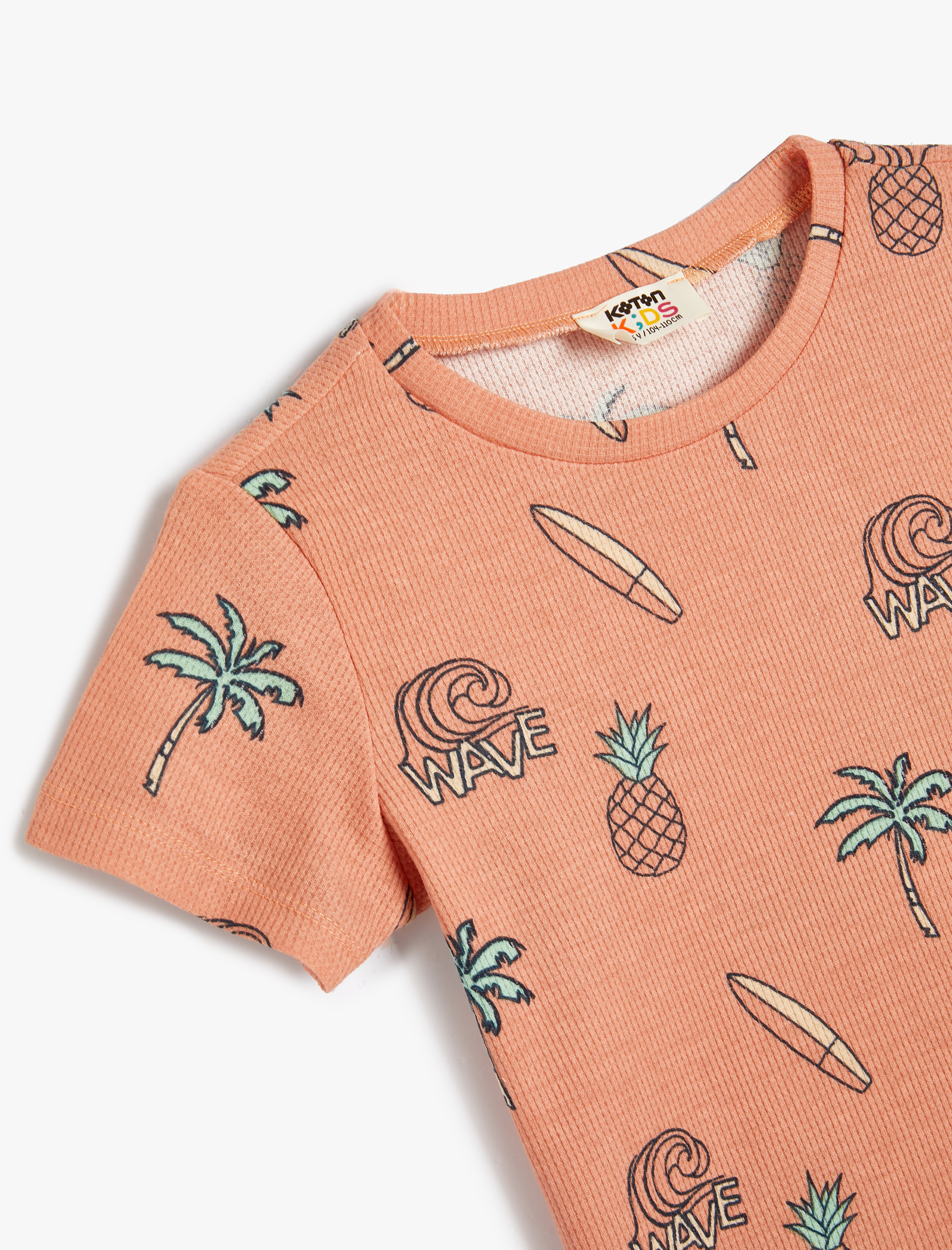  Erkek Çocuk Tişört Yaz Temalı Kısa Kollu Bisiklet Yaka Dokulu Pamuklu